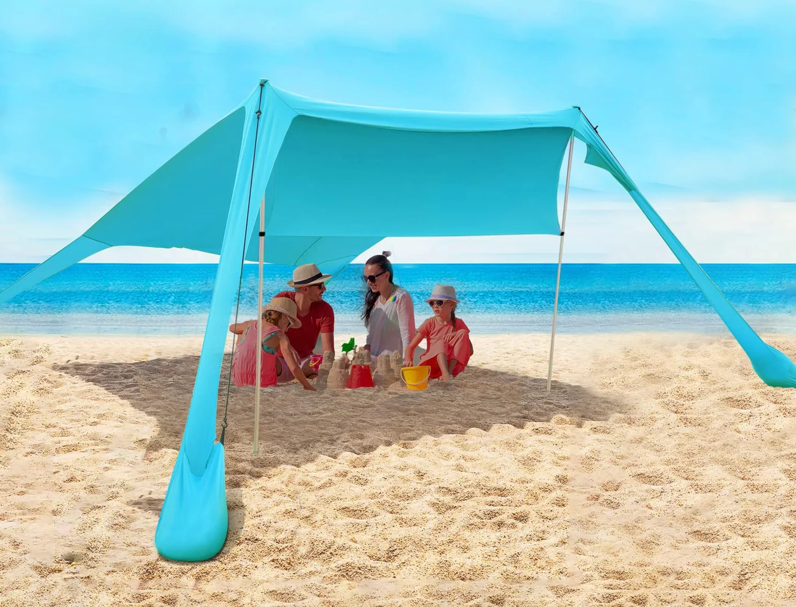 Tienda de Playa Carpa de Playa desplegable UPF 50+ Protección UV con Polos de Aluminio Anclaje de Arena para Patio Trasero Parque Playa,Sombra al Aire Libre para Viajes de Camping, Pesca