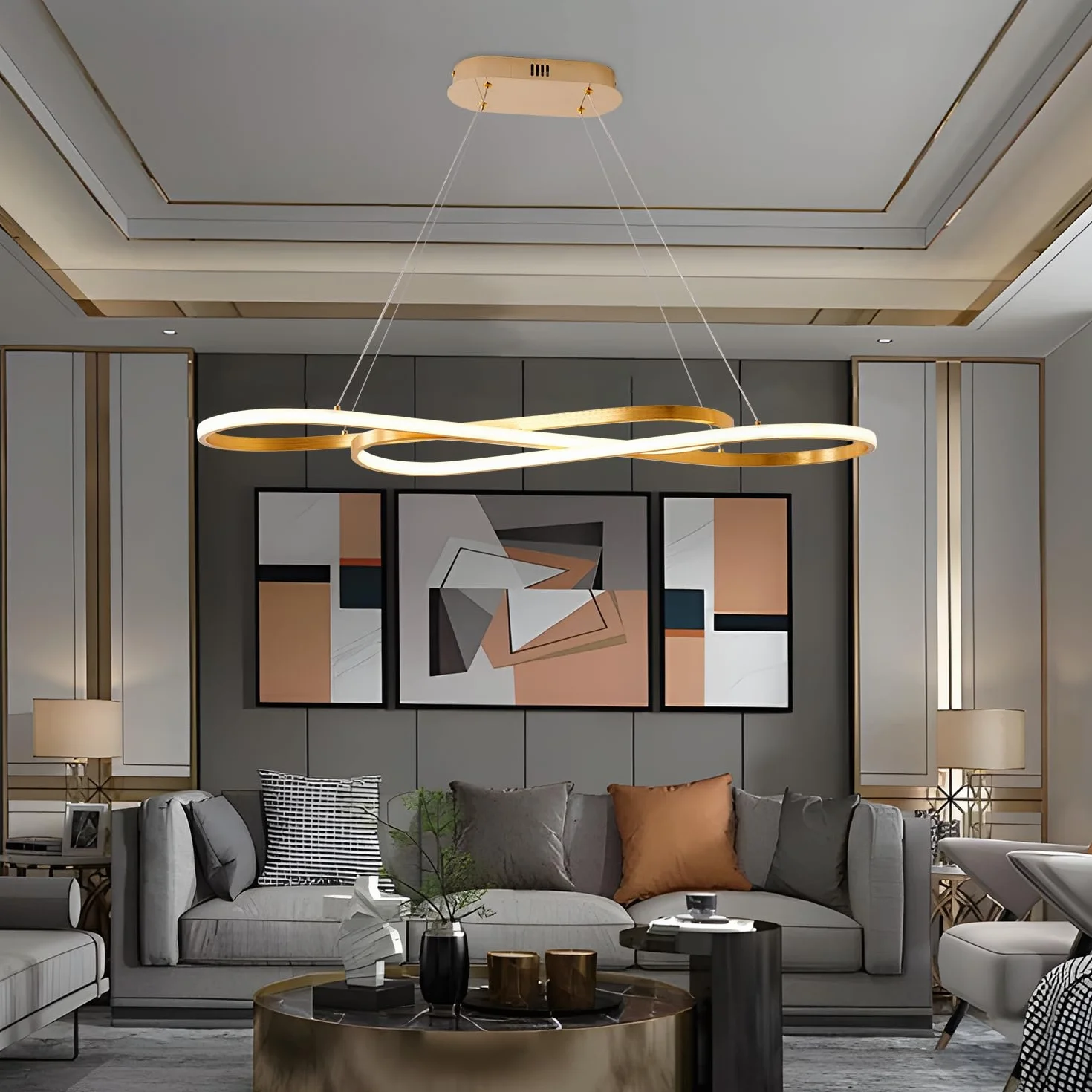Lámpara de Araña LED Dorada 100 cm Altura Ajustable para Isla de Cocina