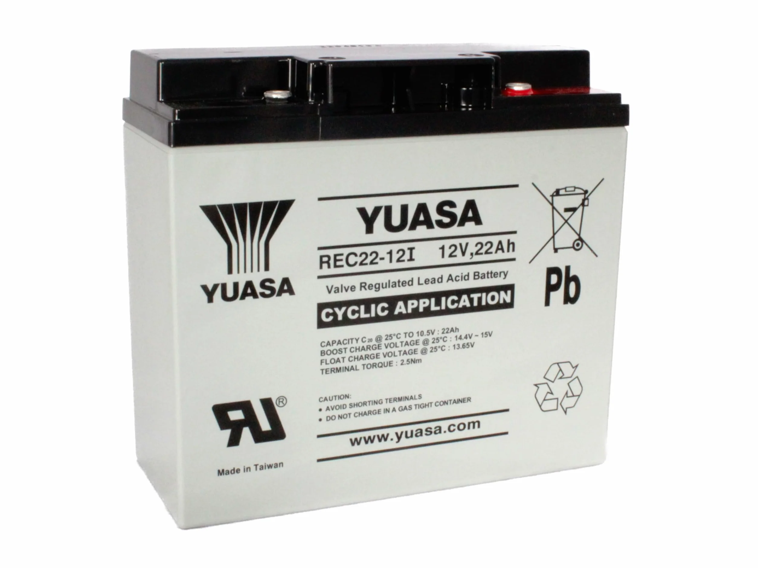 YUASA REC22-12 Batería Cíclica 12V 22Ah 181x77x167 mm