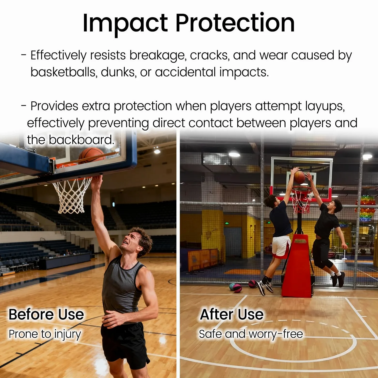 Almohadillas para tablero de baloncesto para tableros de madera, vidrio o acrílico, protector de tablero EVA de alta elasticidad con agujeros y tornillos preperforados