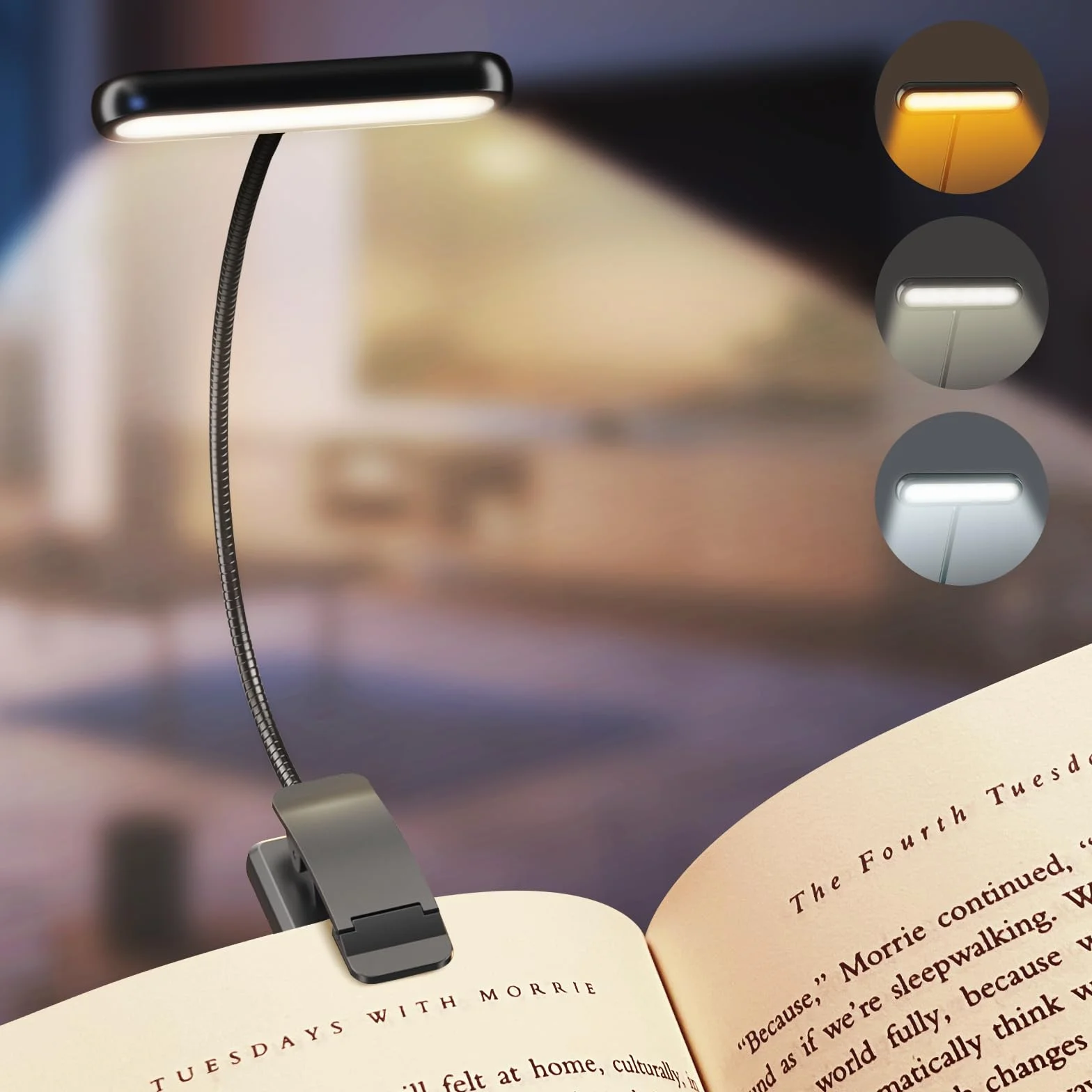 iFalarila Luz Lectura Recargable 12 LED 360° Ajustable RA>95 para Leer en La Cama