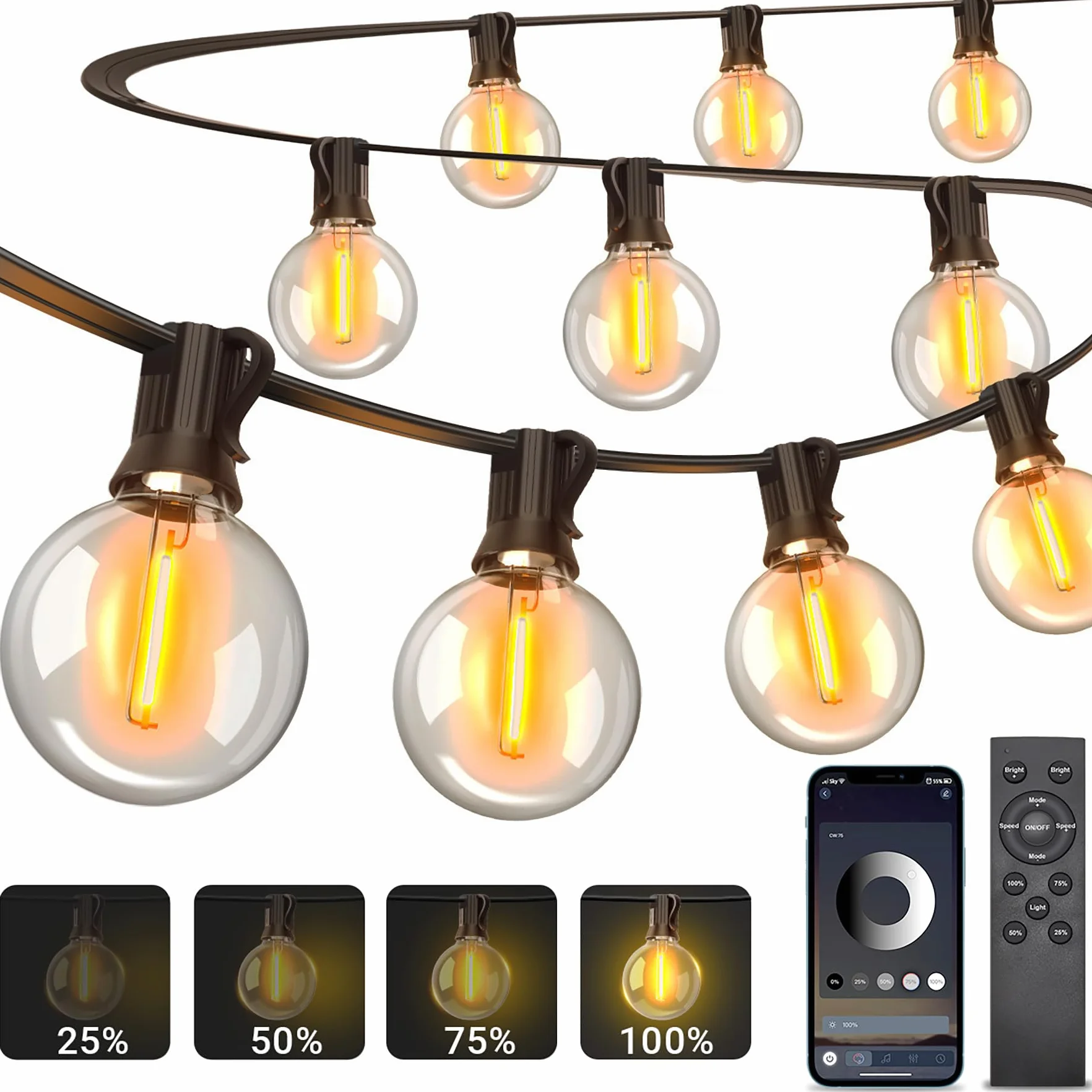 Guirnalda Luces Exterior 30M IP44 Led con Control App y Música Sync G40