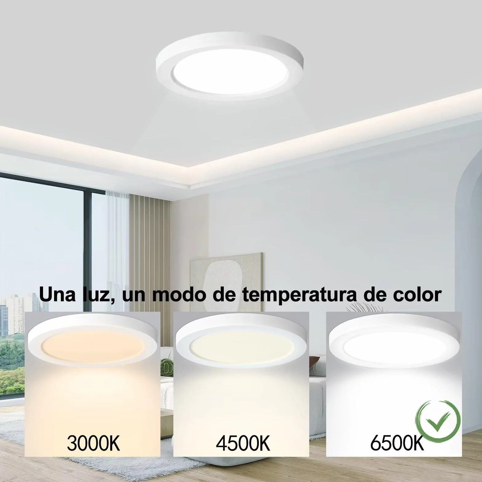 Yexati Plafon LED 18W 1800LM IP44 Lampara Techo Redonda 6500K Blanco Frio Ø220mm