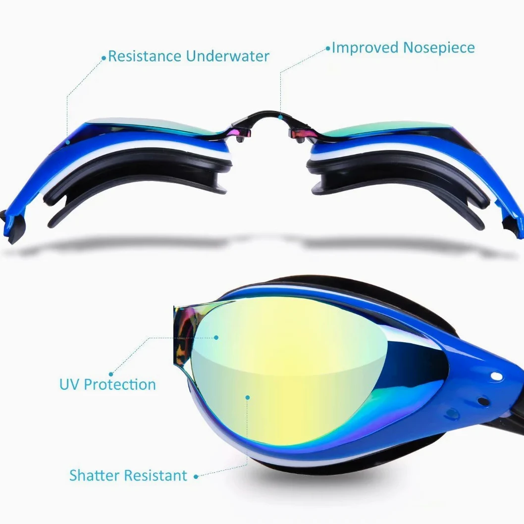 Gafas de natación, gafas de natación con lentes anti niebla para mujer niños Hombres, gafas de natación, -5, Azul