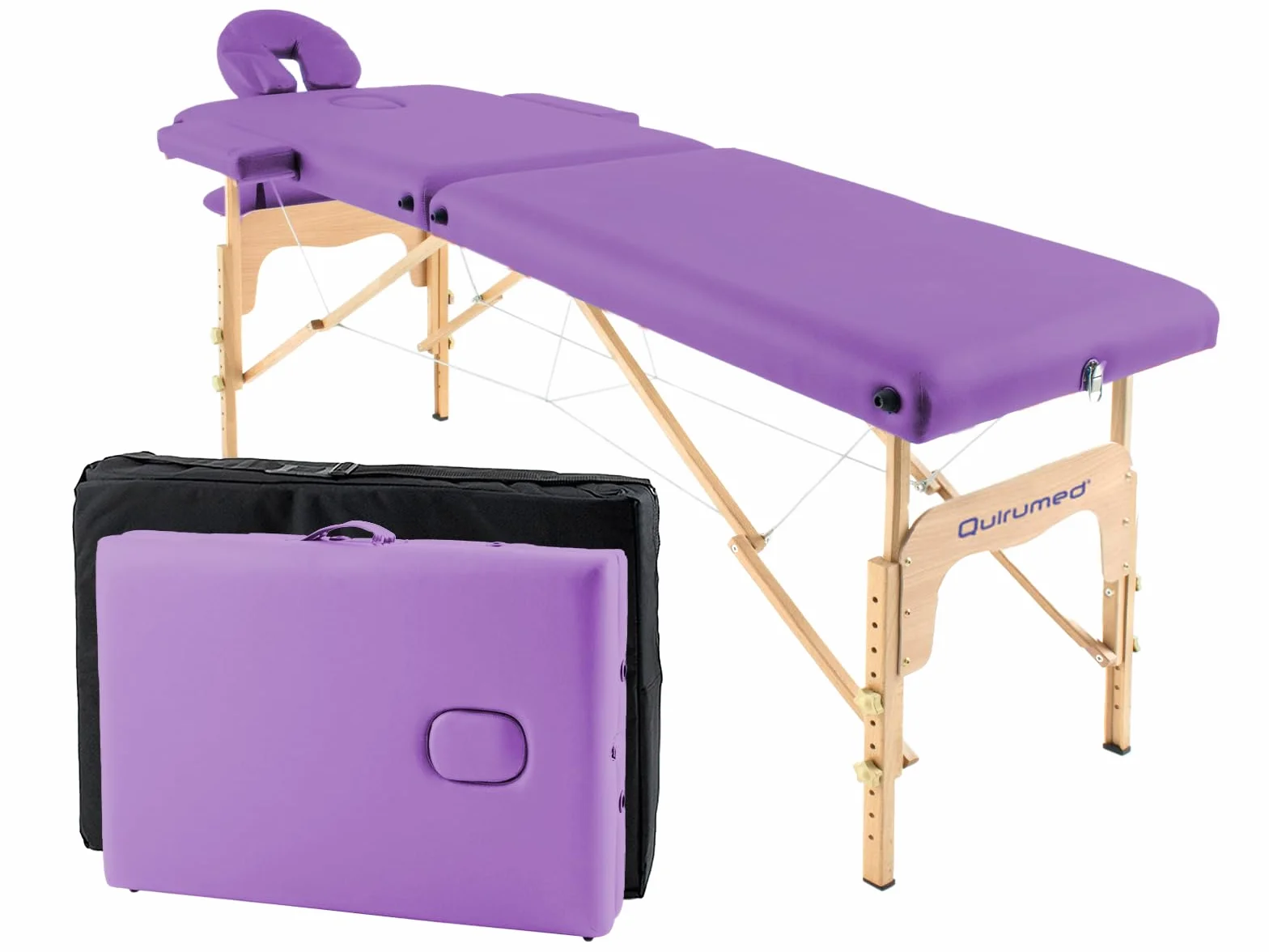 QUIRUMED Camilla de Masaje Plegable Madera Easy 182x60 cm Polipiel Morado