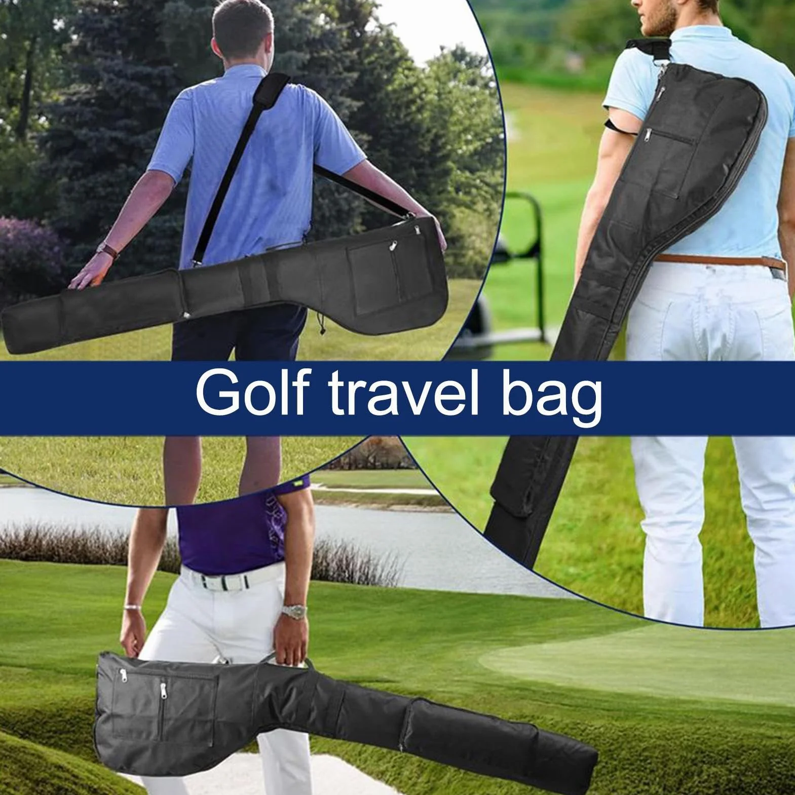 Bolsa de golf pequeña | Bolsa de transporte de golf plegable ajustable | Funda de práctica portátil ajustable, accesorios deportivos ligeros con correa para hombres, mujeres y adultos