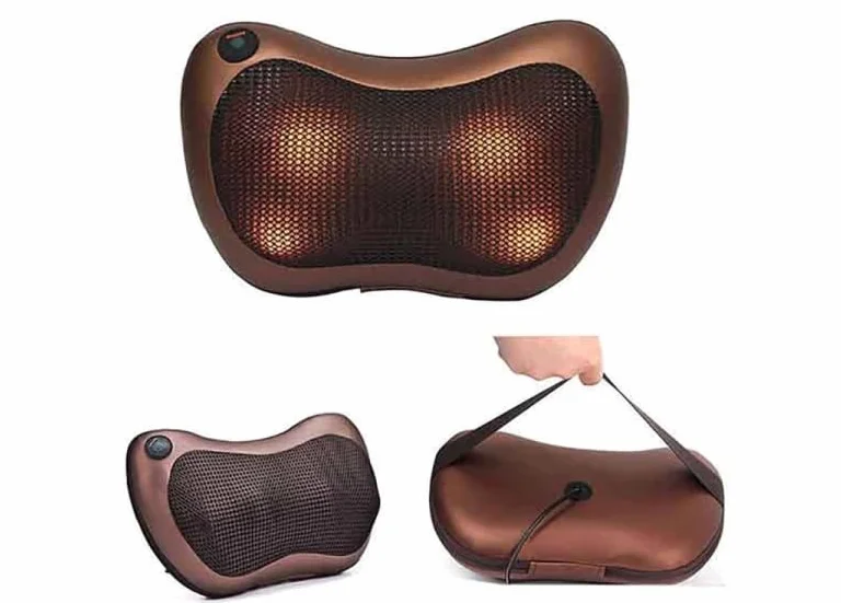 Cojín de Masaje SHIATSU Eléctrico con Calor y Terapia Magnética, Masajeador Cervical, 4 Rodillos