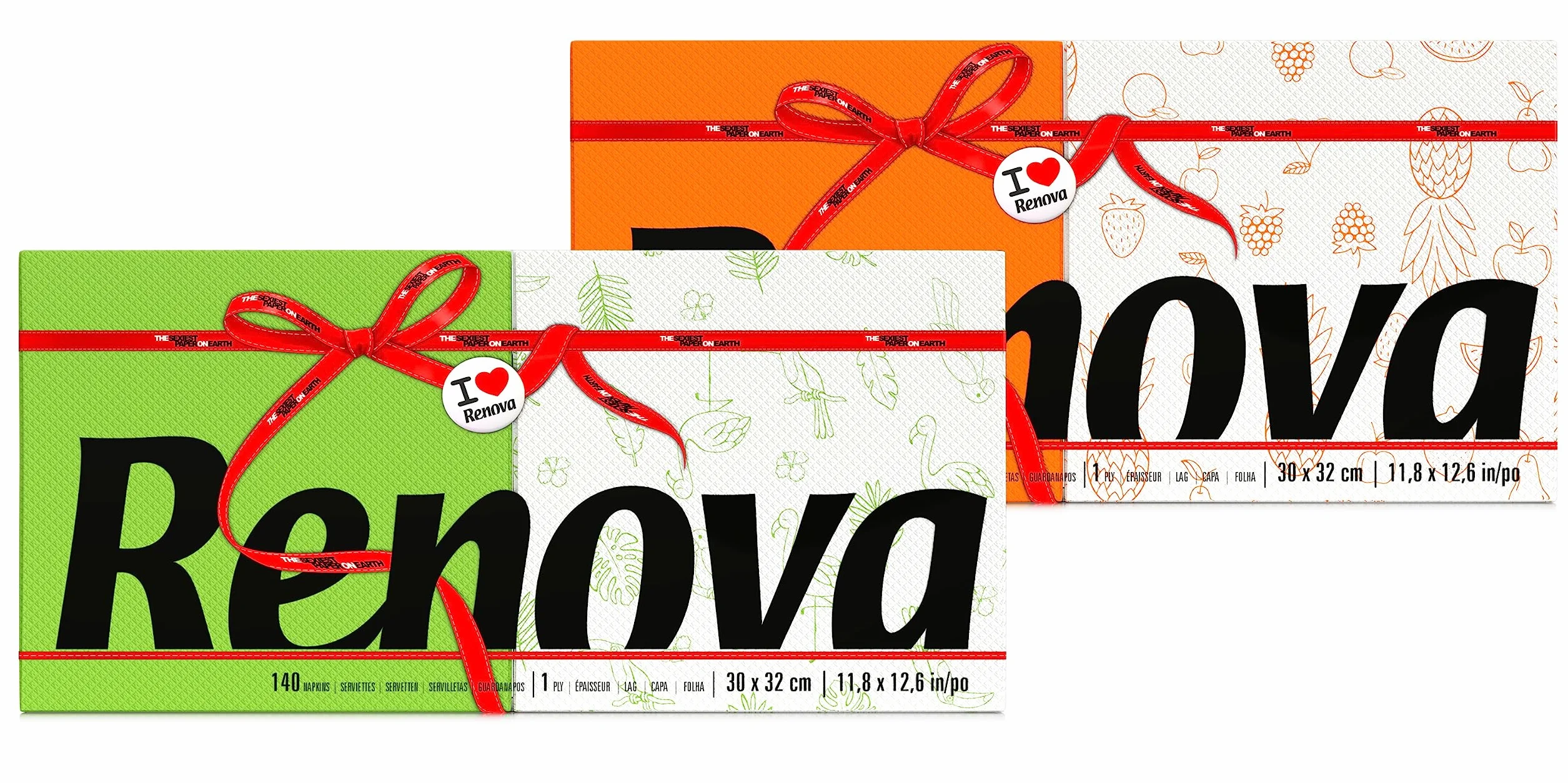 Renova Servilletas de Papel Red Label 140 Unidades Mitad Blancas Decoradas Mitad Color Tamaño Estándar