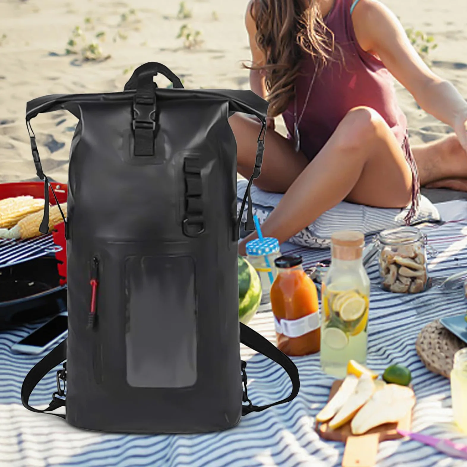 Mochila Seca Pack De Almacenamiento De Gran Capacidad 30 Litros Para Hombre | Bolsa Estanca Impermeable Para Viajes, Natación, Navegación, Kayak, Acampada, Playa