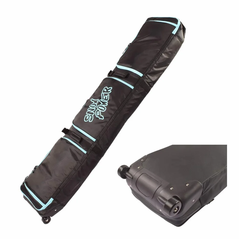 Bolsa de snowboard impermeable con ruedas, acolchada, 3 bolsillos