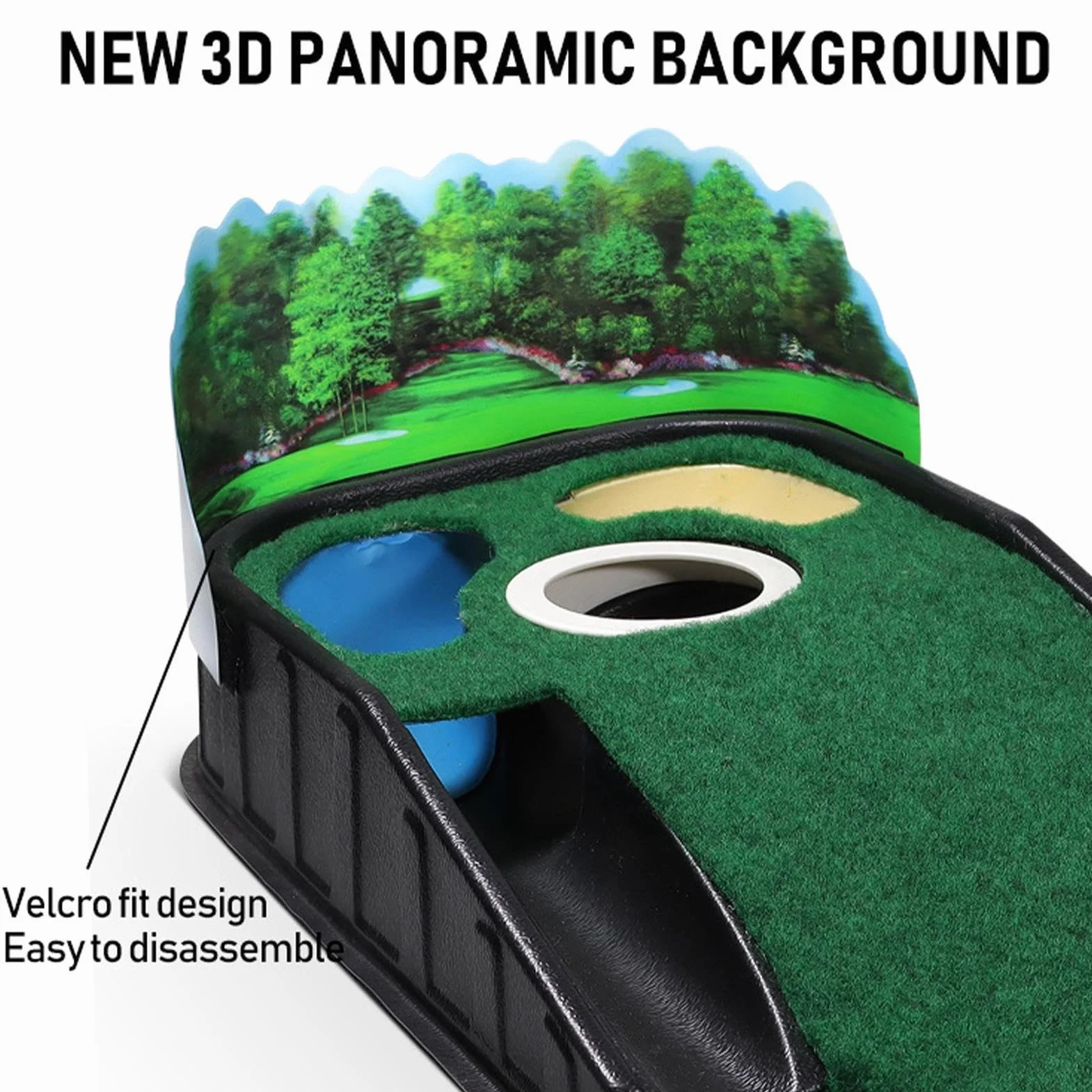 Putting Green Mat, Golf Putting Mat | Estera de golf - Alfombra de terciopelo lujosa con base de madera maciza con retorno automático de bola, accesorios de golf para uso en interiores y exteriores pa