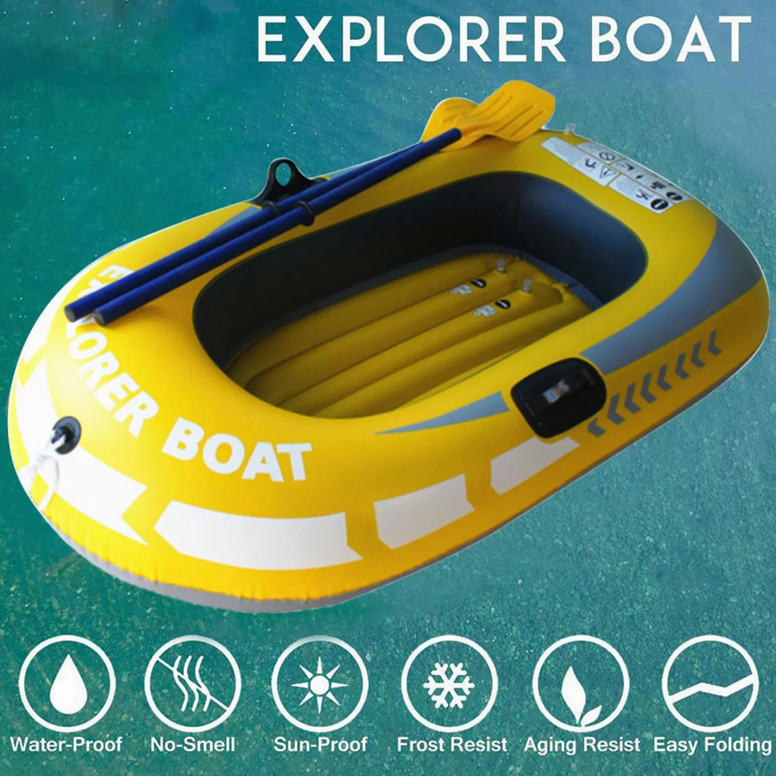 Barco inflable - kayak inflable individual | Kayak inflable para 2 personas | Kayak inflable de doble PVC de verano | Plegable plegable portátil para pesca al aire libre Drifting Water Sports
