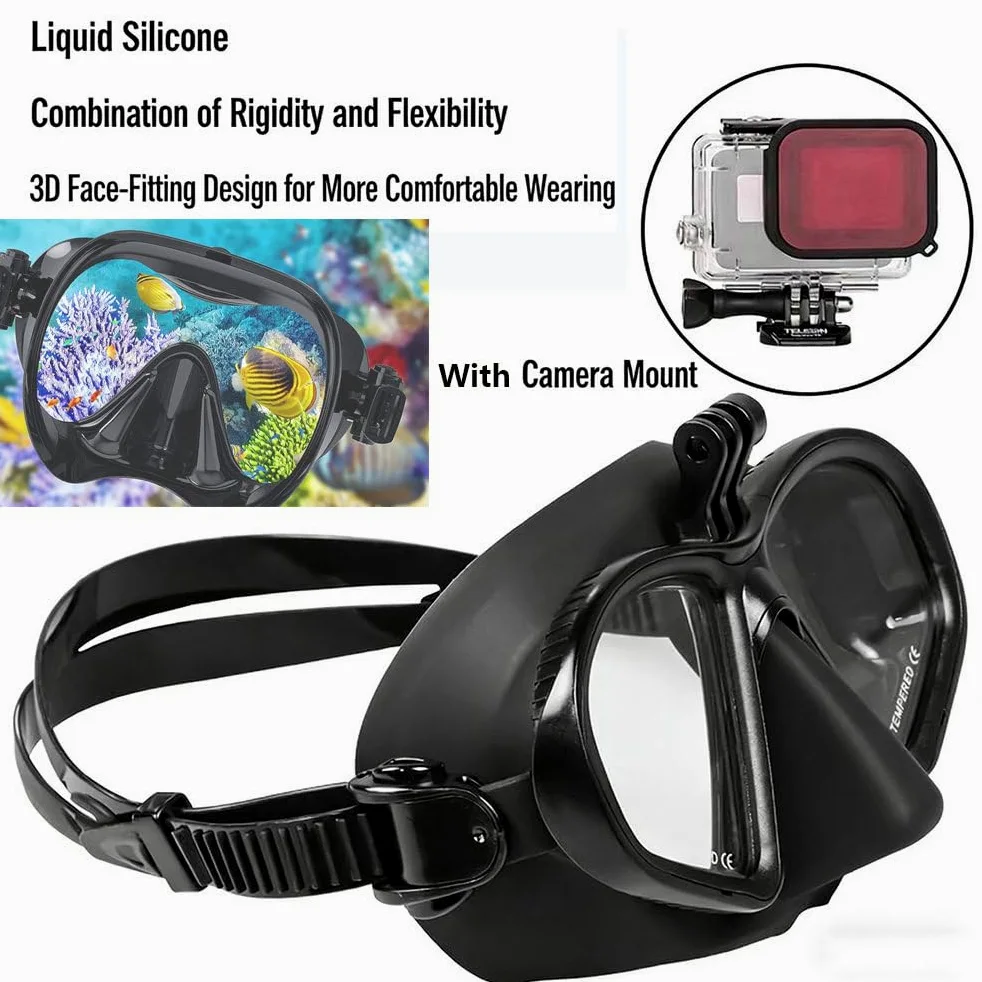 MáScara De Buceo Y Snorkel PanoráMica, Gafas De Buceo con System Antivaho, MáScara De Cristal Templado para Apnea Y Buceo— Ideal para Buceo, Snorkel Y NatacióN. C