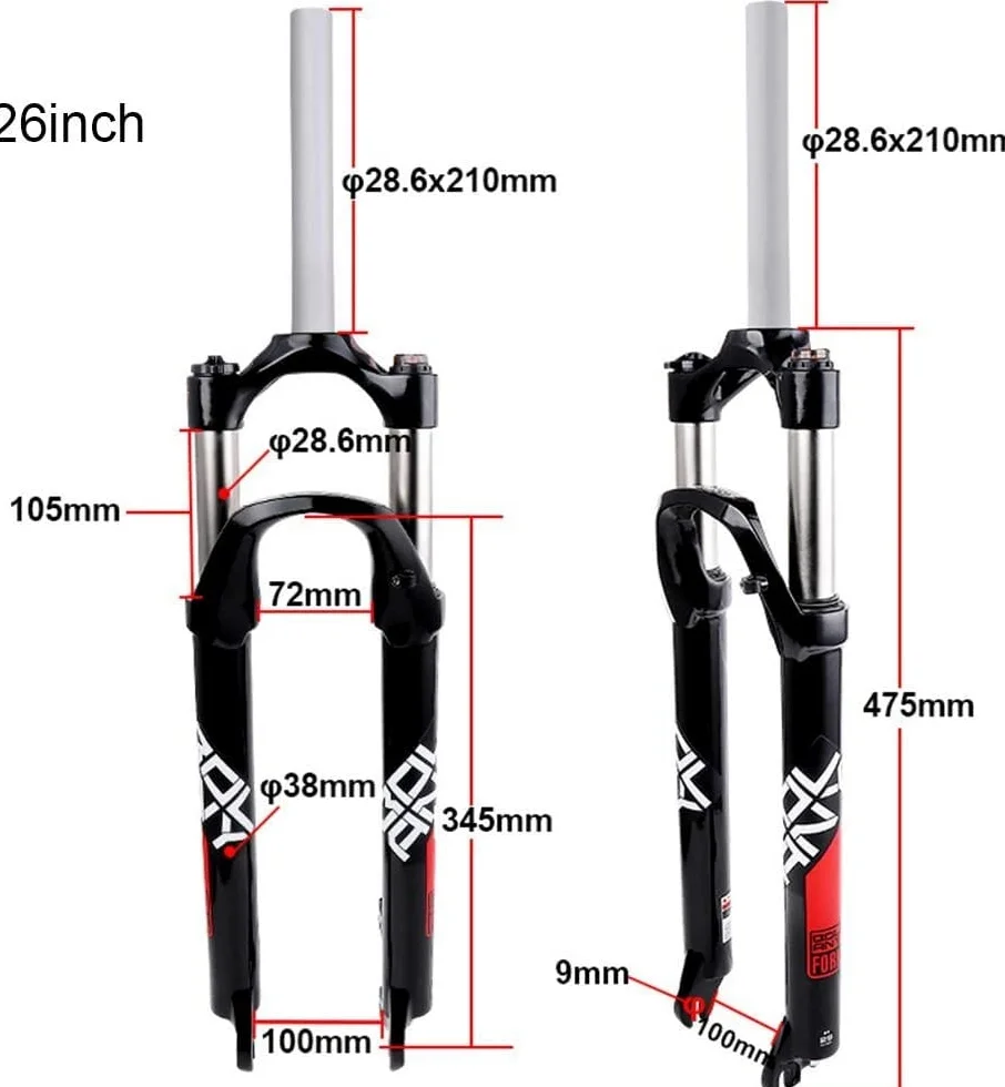 26/27,5 / 29Er MTB Todo Aleación De Aluminio Suspensión Mecánica Resorte Horquilla Suspensión Amortiguación para Accesorios De Bicicleta B,29inch