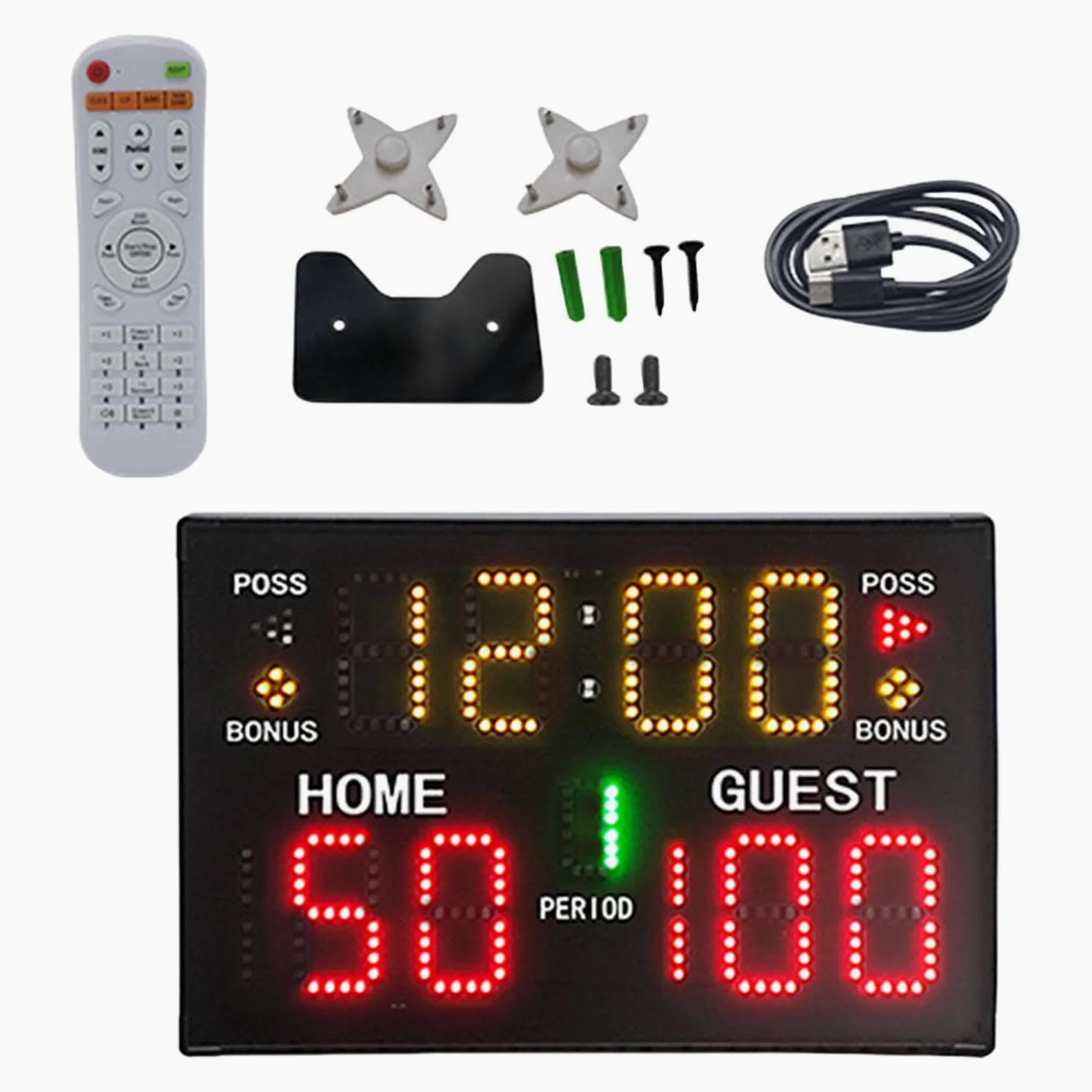 Marcador electrónico de baloncesto alimentado por batería, marcador digital de mesa portátil con control remoto, reloj de puntuación profesional for multideportes en interiores ,PuntuacióN RáPidamente