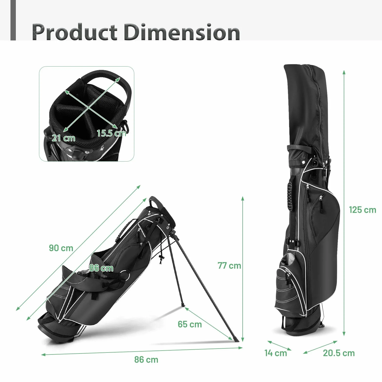 LIFEZEAL Bolsa con trípode de Golf, Bolsa de pie portátil con 4 divisores, Correas de Hombro Ajustables, Bolsa de Palos de Golf Ligera para Hombres y Mujeres