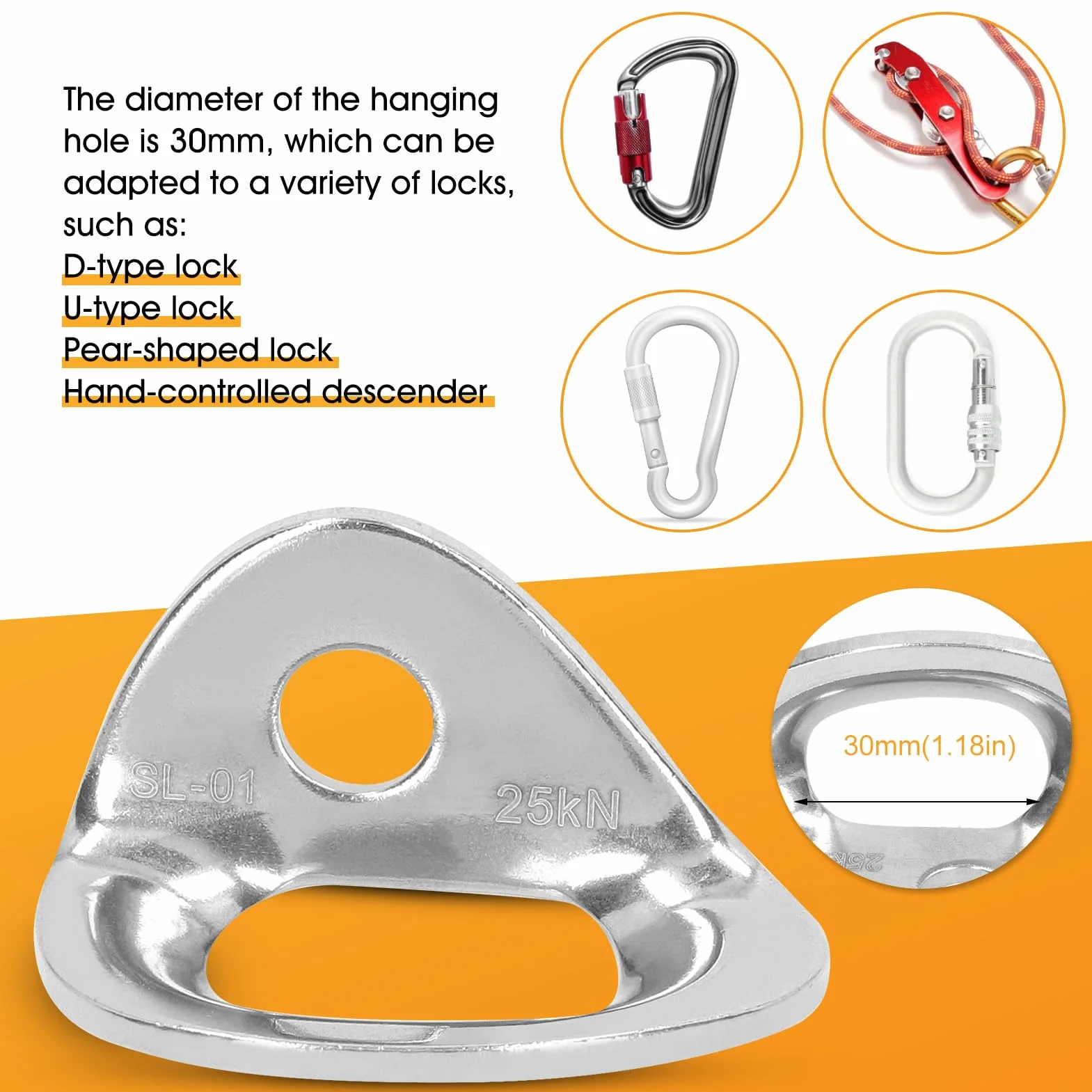 Yosoo Health Gear Pernos de Anclaje para Escalada, Acero Inoxidable 316, 10 Piezas, para Rappel, Trabajos Aéreos, Instalación de Hamacas