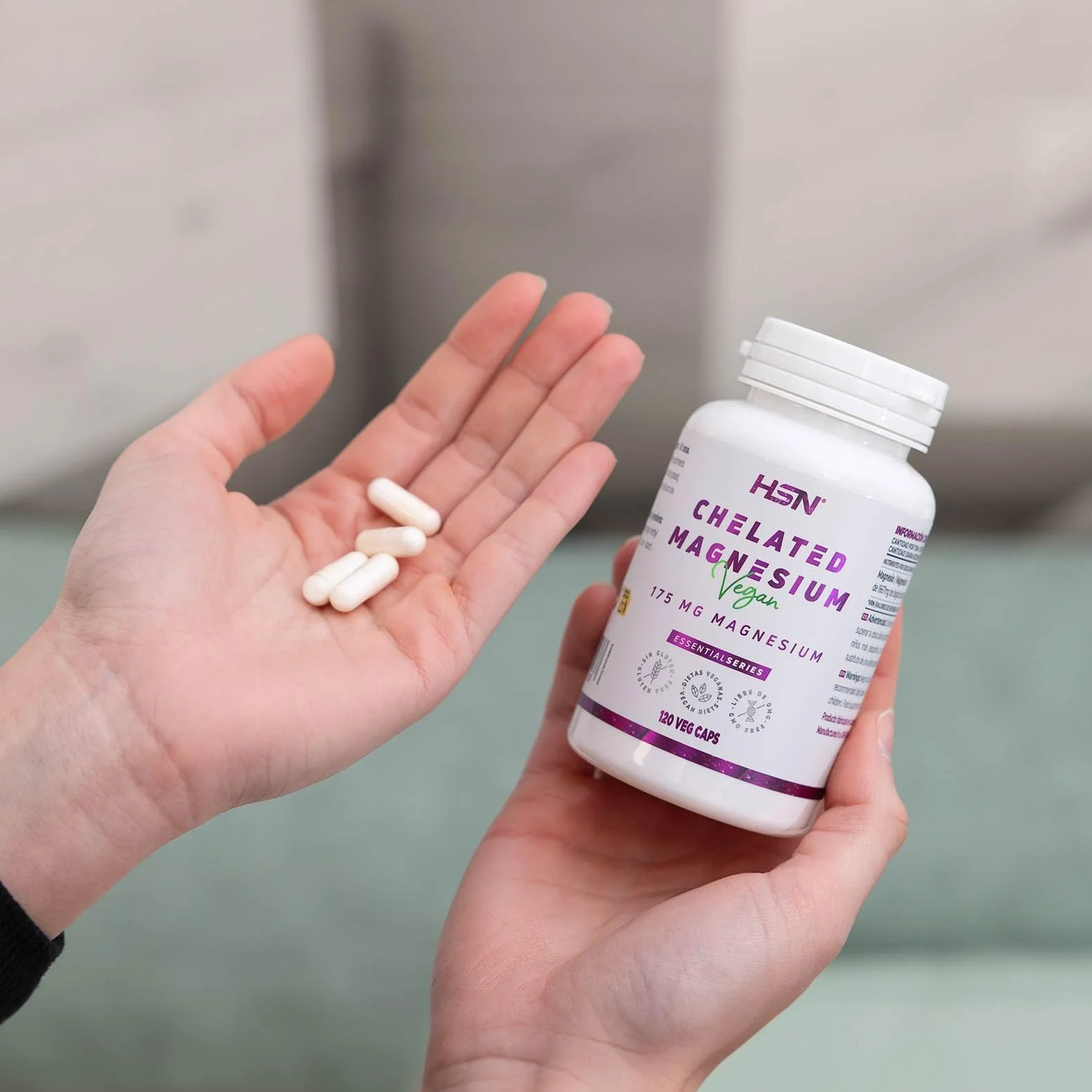 Bisglicinato de Magnesio 100mg Elemental 120 Cápsulas Vegetales Quelado Vegano Sin Gluten No-GMO