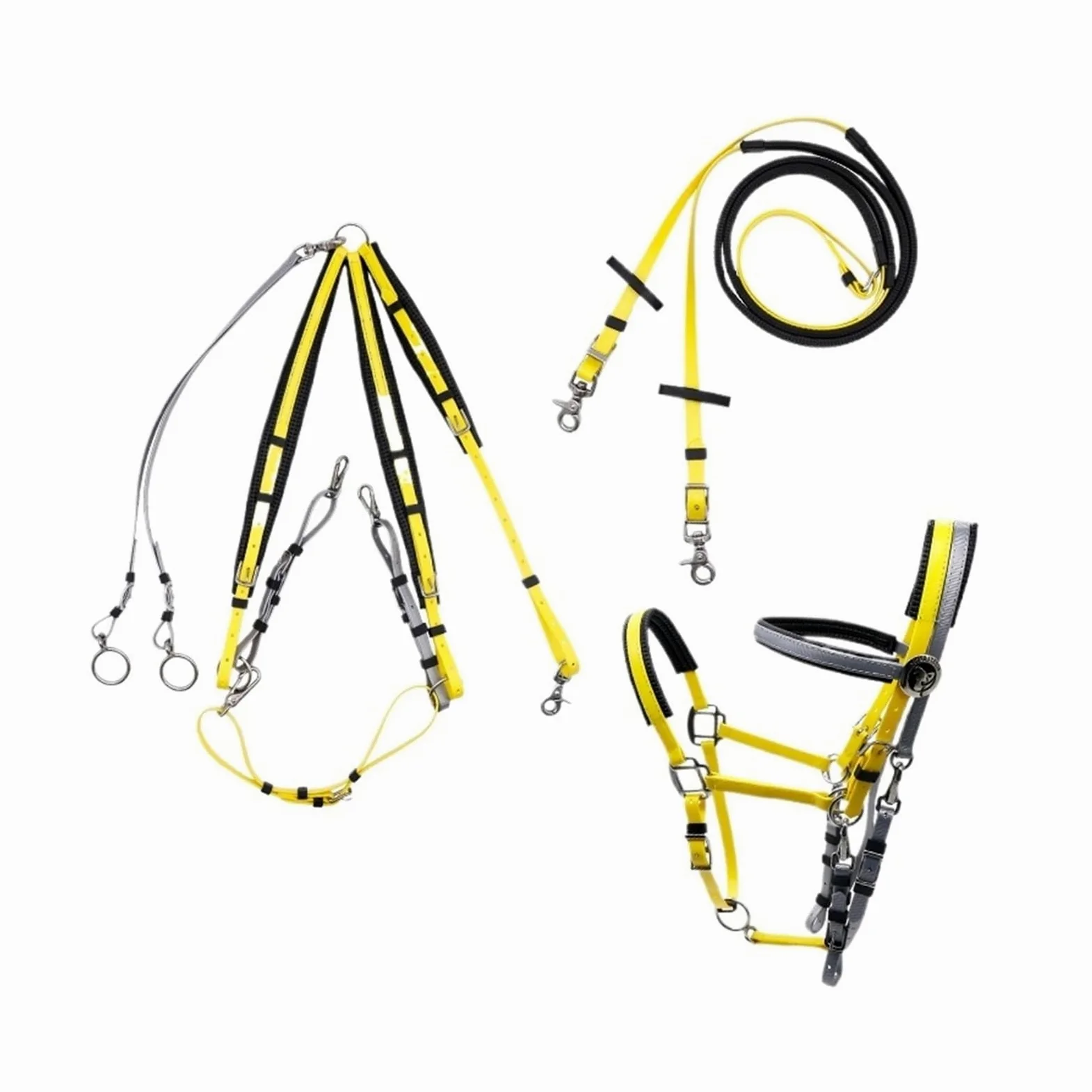 Endurance Horse Tack - Juego completo de cabestro estilo brida de nailon de cuero y PVC, juego completo de equipo de equitación, disponible (naranja)