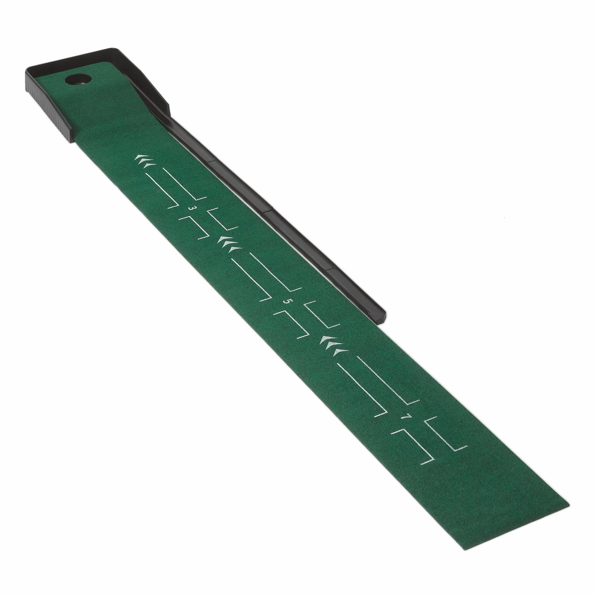 Amazon Basics Alfombrilla de Golf con Devolución Automática de Pelotas, Tapete de Entrenamiento con Guías de Alineación, Green de Práctica para Interiores y Exteriores, 277 x 36,5cm, Verde