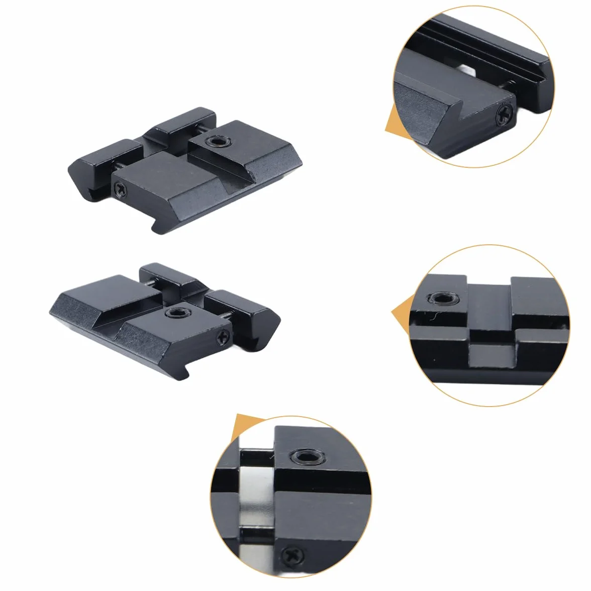2 adaptadores de riel para mira telescópica a presión: monturas de cola de milano de 11 mm a Weaver/Picatinny de 20 mm (perfil bajo)