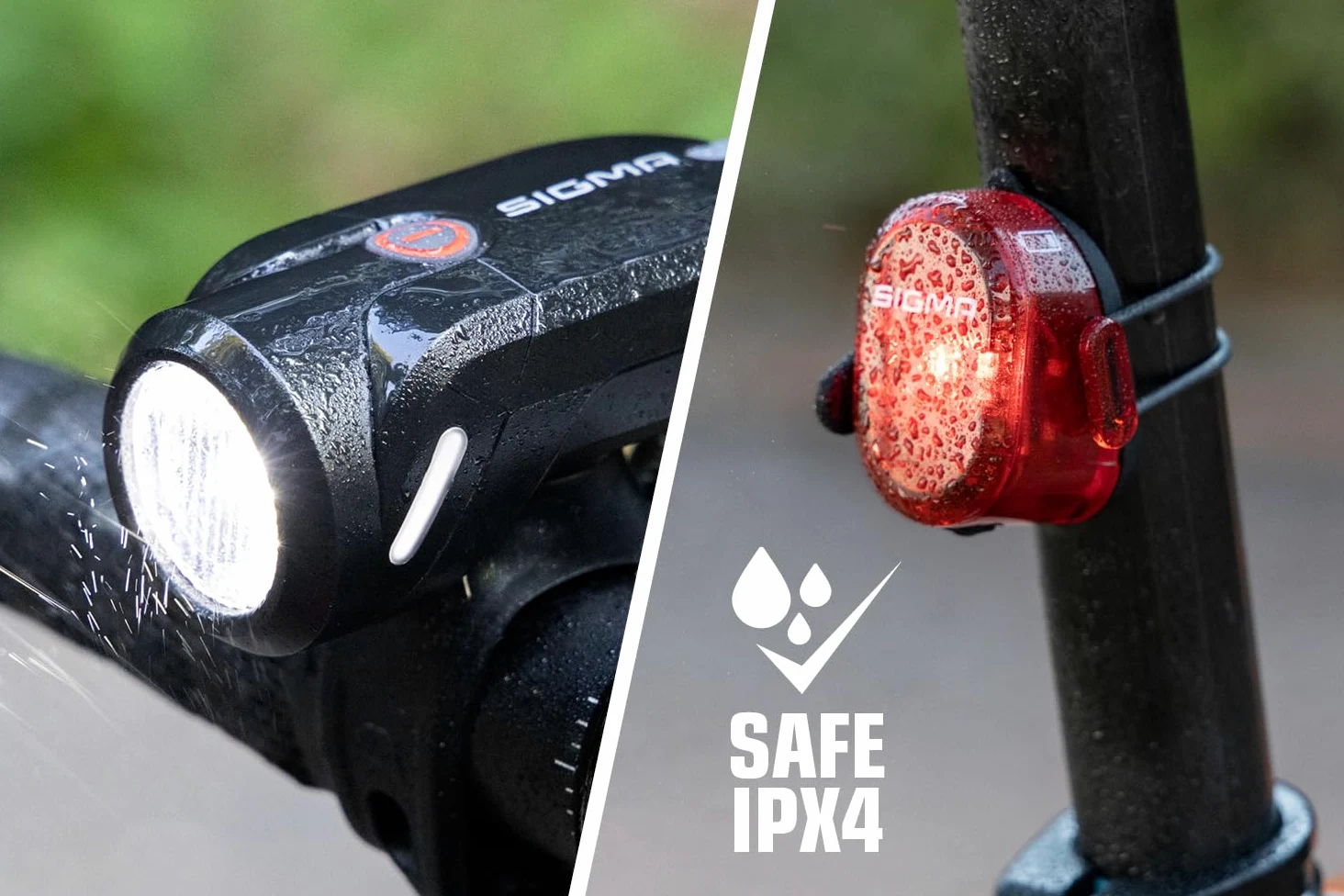 Sigma Aura 35 y Nugget II | Juego de Luces antisalpicaduras para Bicicleta | Luces Delantera y Trasera Recargables