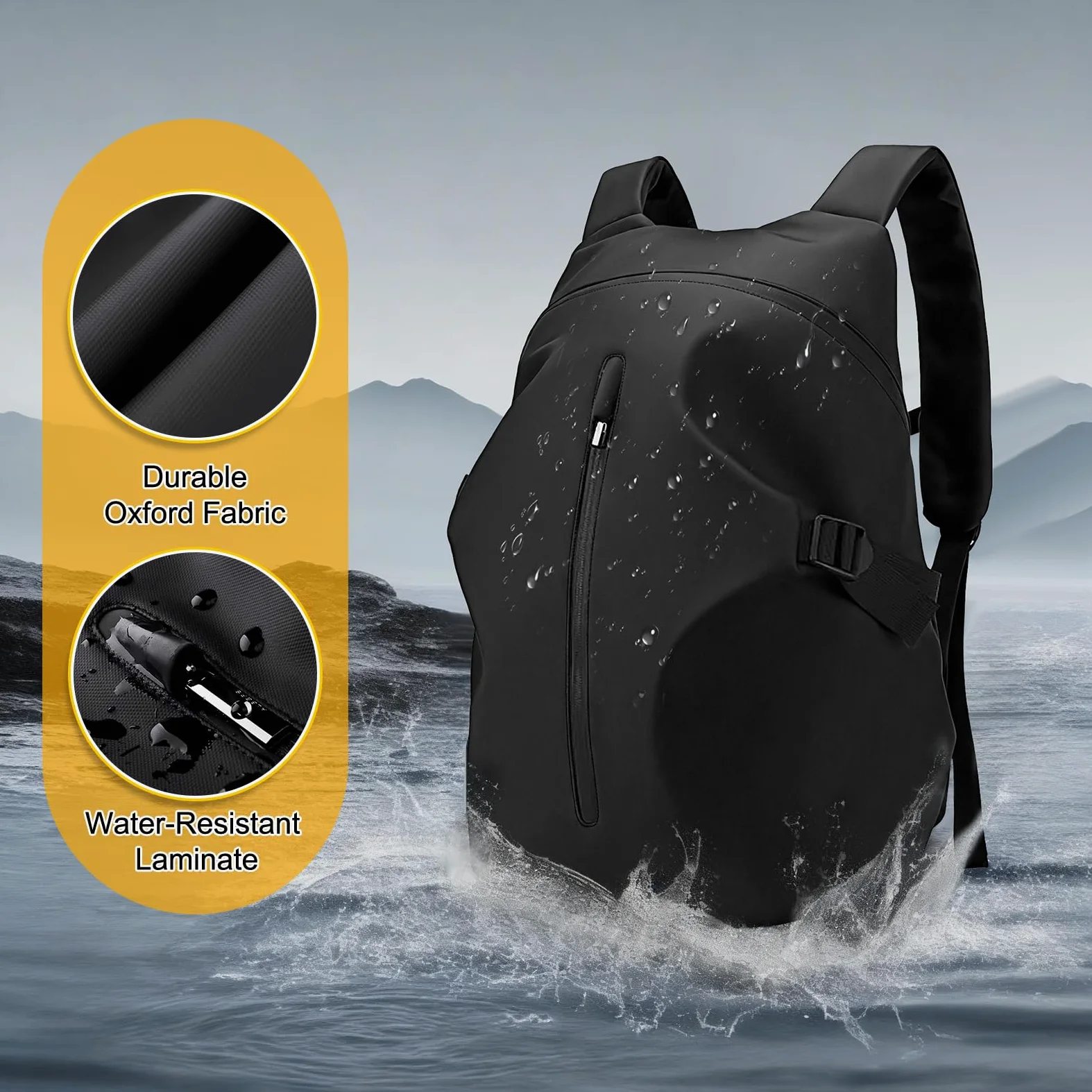 Mochila de motocicleta resistente al agua con compartimento para casco, mochila de viaje para ciclismo, mochila para laptop de negocios, mochila escolar ligera casual negra