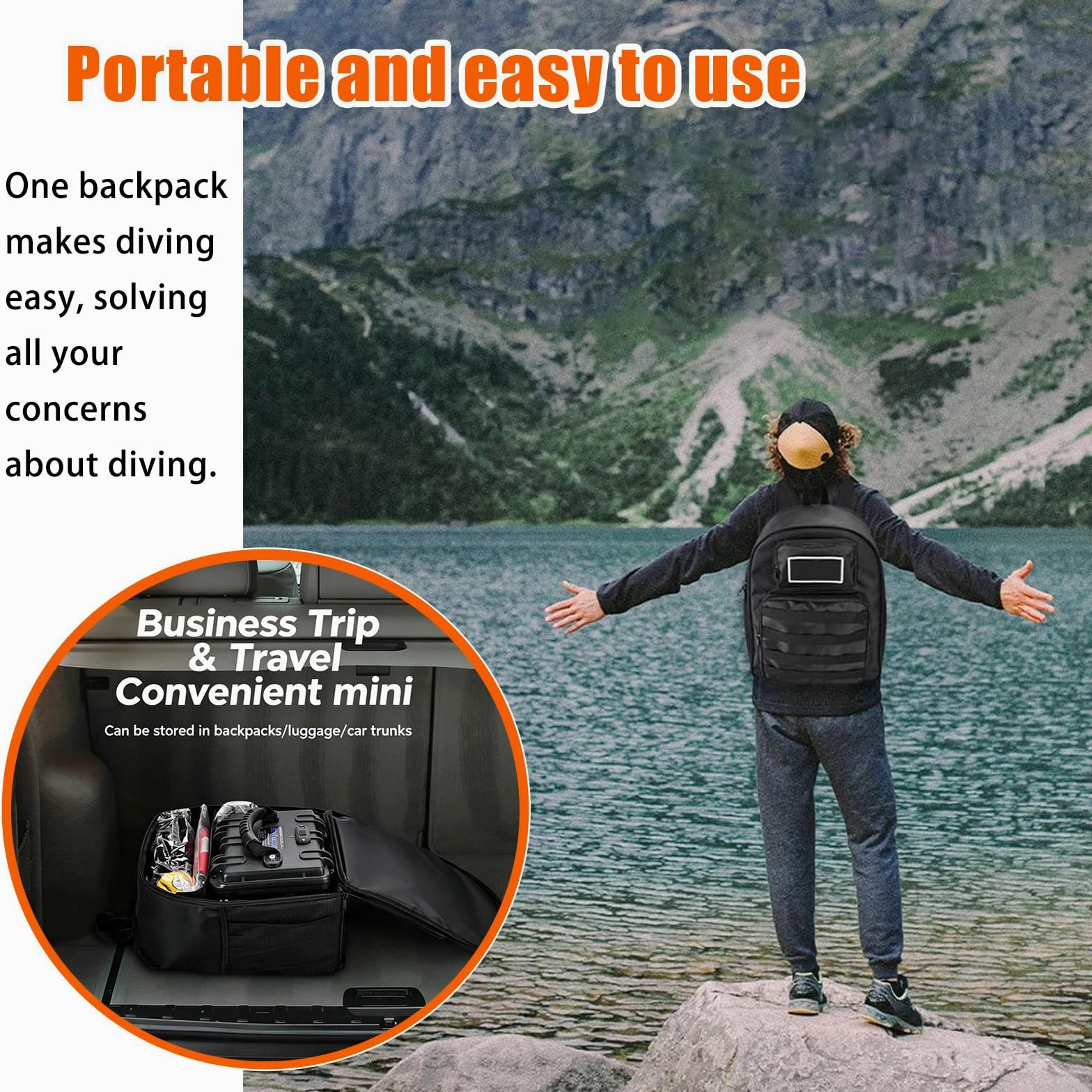 Bombona de Buceo Eléctrica con Compresor y Manguera de 9,5M. Equipo de Buceo Portátil con Filtro Activo para Limpieza de Cascos y Pesca Deportiva. Red-Singlebattery