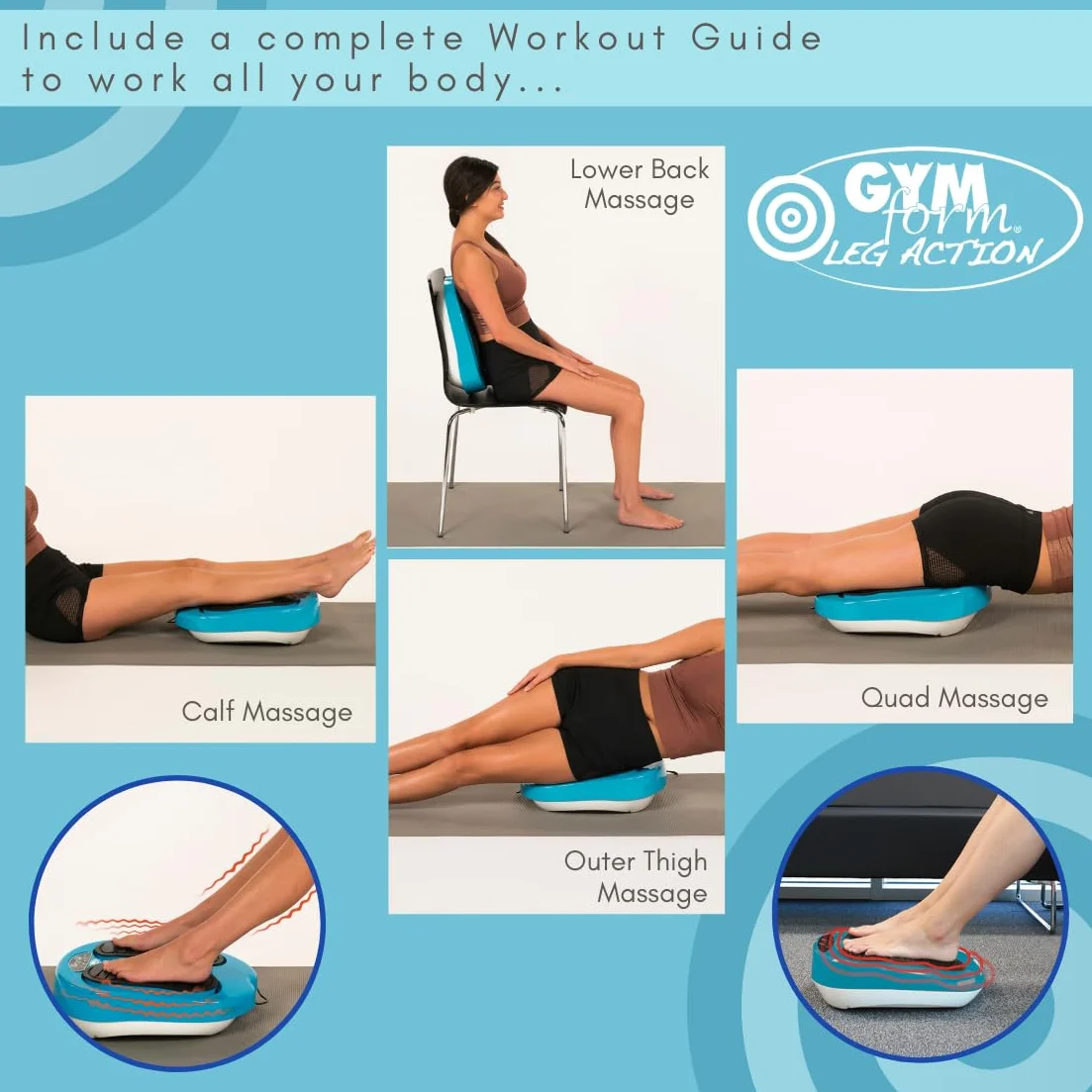 GYMFORM Masajeador de Pies y Piernas Shiatsu con Control Remoto, 6 Programas, 15 Velocidades