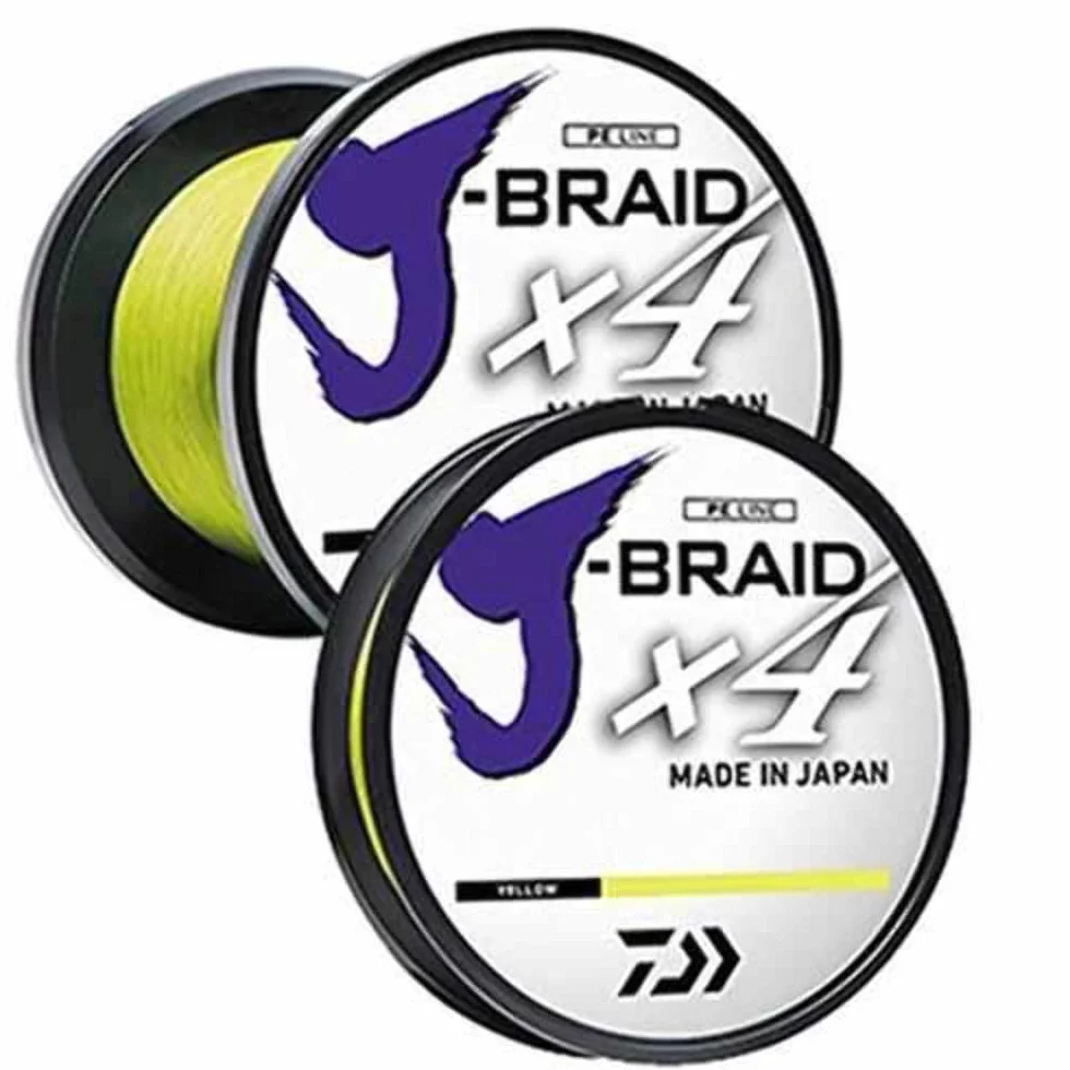 Daiwa JB4U10-300FY J-Braid X4 300 Yd Carrete de 10 LB de Prueba de sedal de Pesca, Amarillo Fluorescente