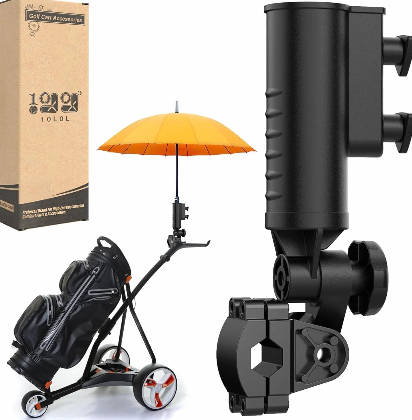 Paragüero Universal para Carrito de Golf, Resistente al Viento, Base Hexagonal de Aluminio