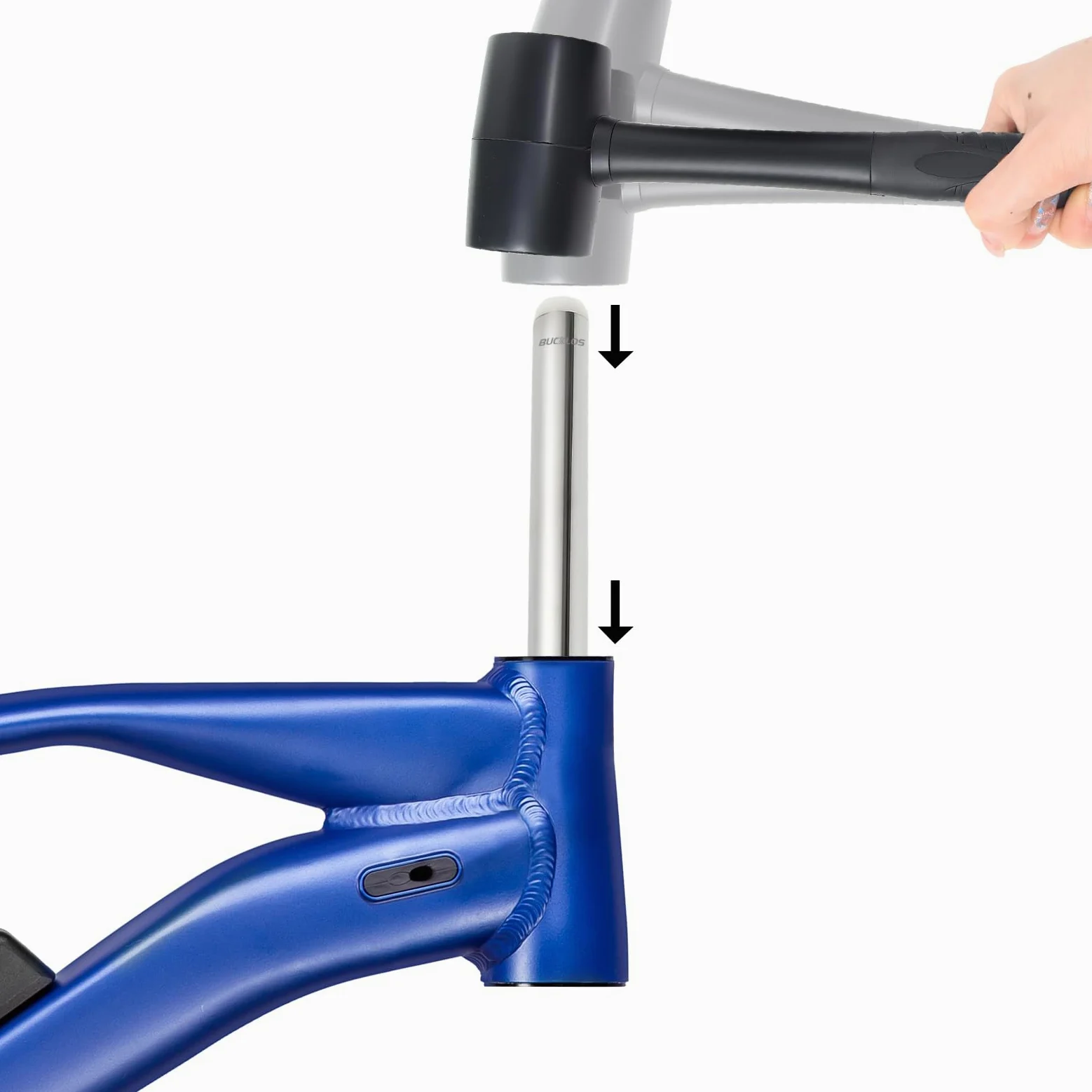 BUCKLOS Herramienta de extracción de vasos de auriculares de bicicleta con martillo de goma, removedor de piezas de cabeza de bicicleta de acero inoxidable resistente y duradero, adecuado para