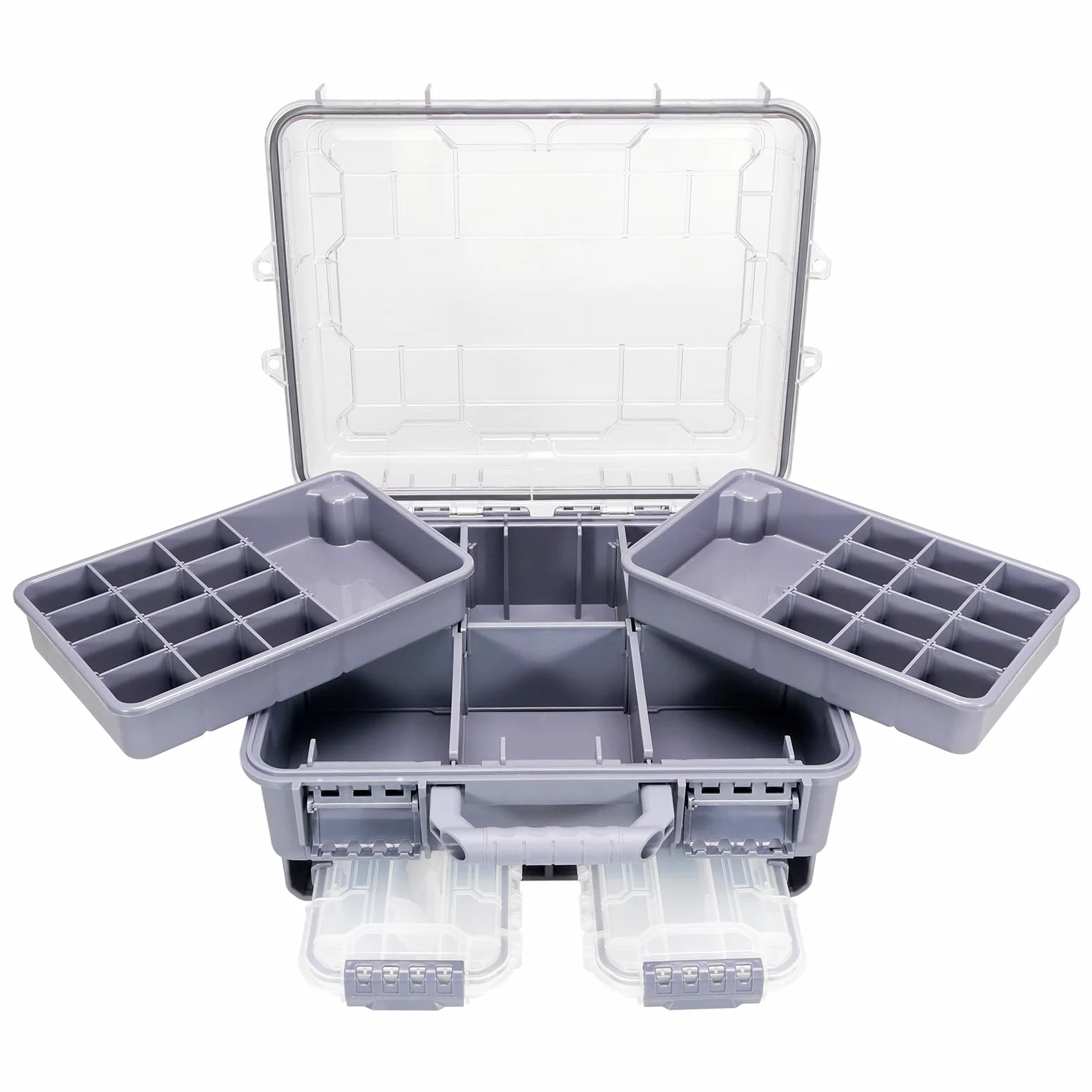 SeaKnight Caja de aparejos de pesca impermeable de 3 niveles, cierre seguro, ABS duradero y compartimentos ajustables, organizador de almacenamiento para carpas, lubina, equipo de pesca de agua dulce