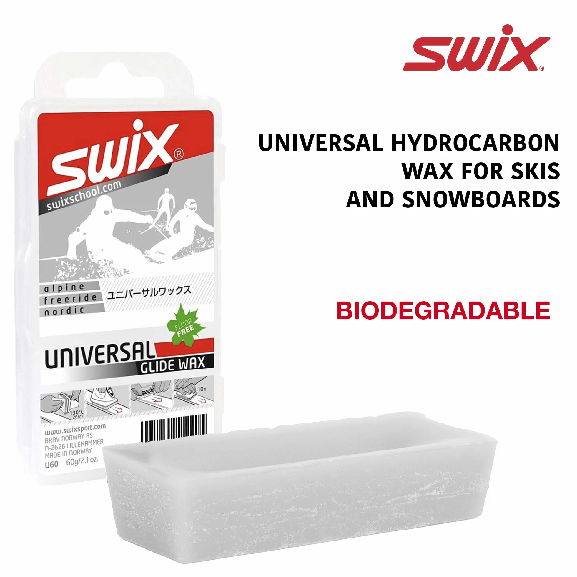 Swix Cera universal para esquí/snowboard para niños, 60 g o 180 g, blanca, 60 gramos
