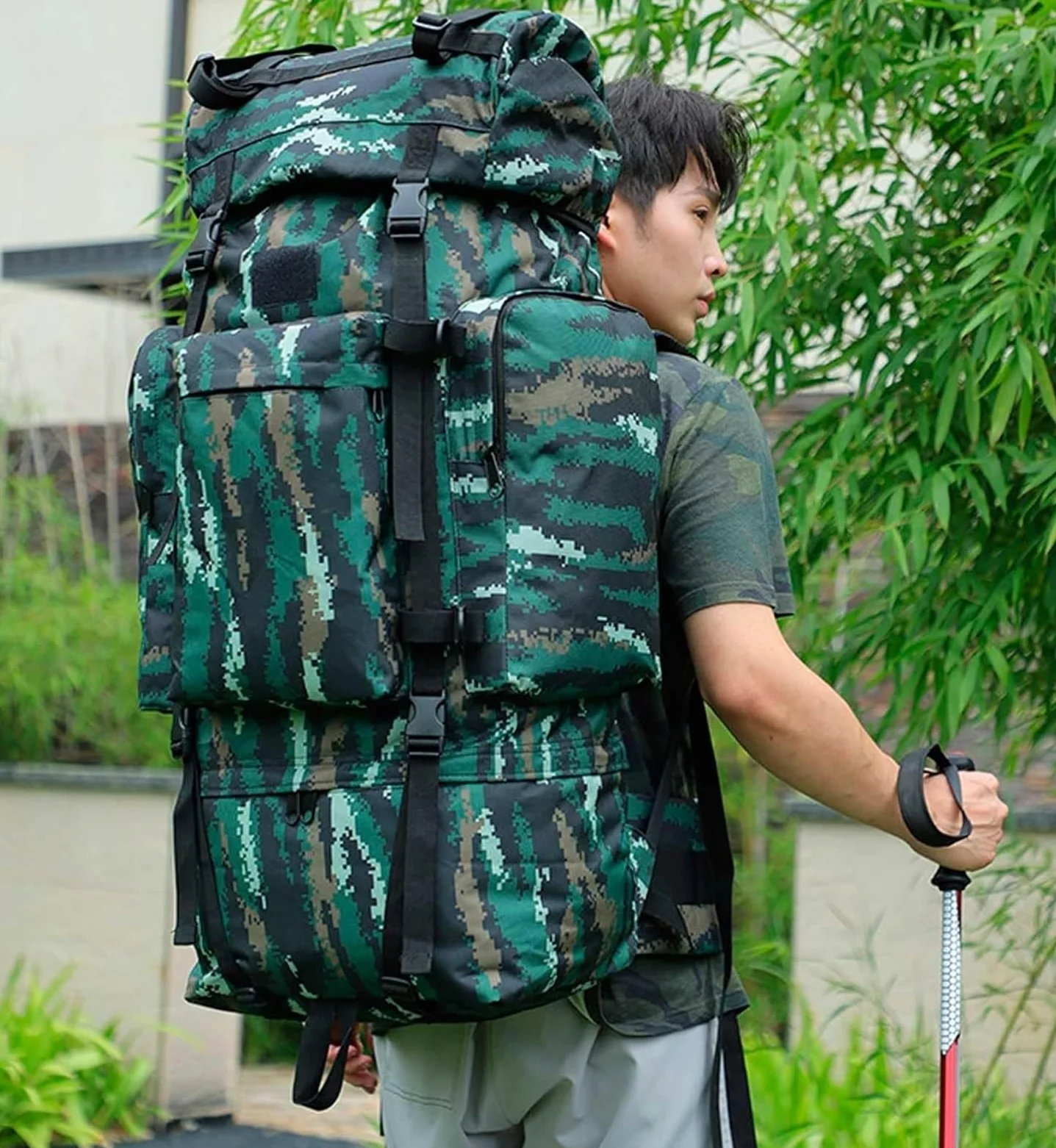 Mochila de senderismo, 110L Gran Capacidad Senderismo Montañismo Viajes De Exploración Equipaje Impermeable Viaje Camping Senderismo Montañismo Mochila(B)