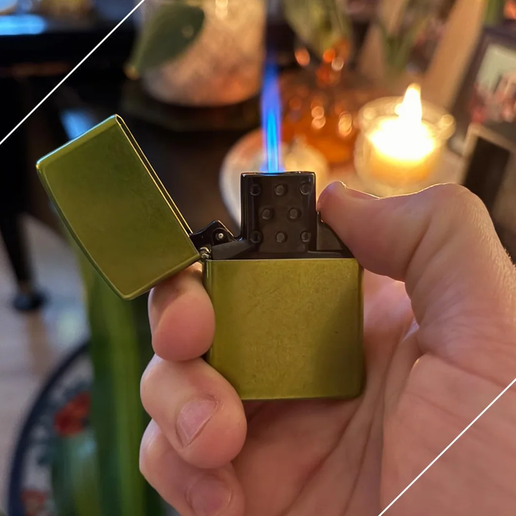 Zippo Inserto Gas Mechero Llama Jet Azul Recargable Butano Negro