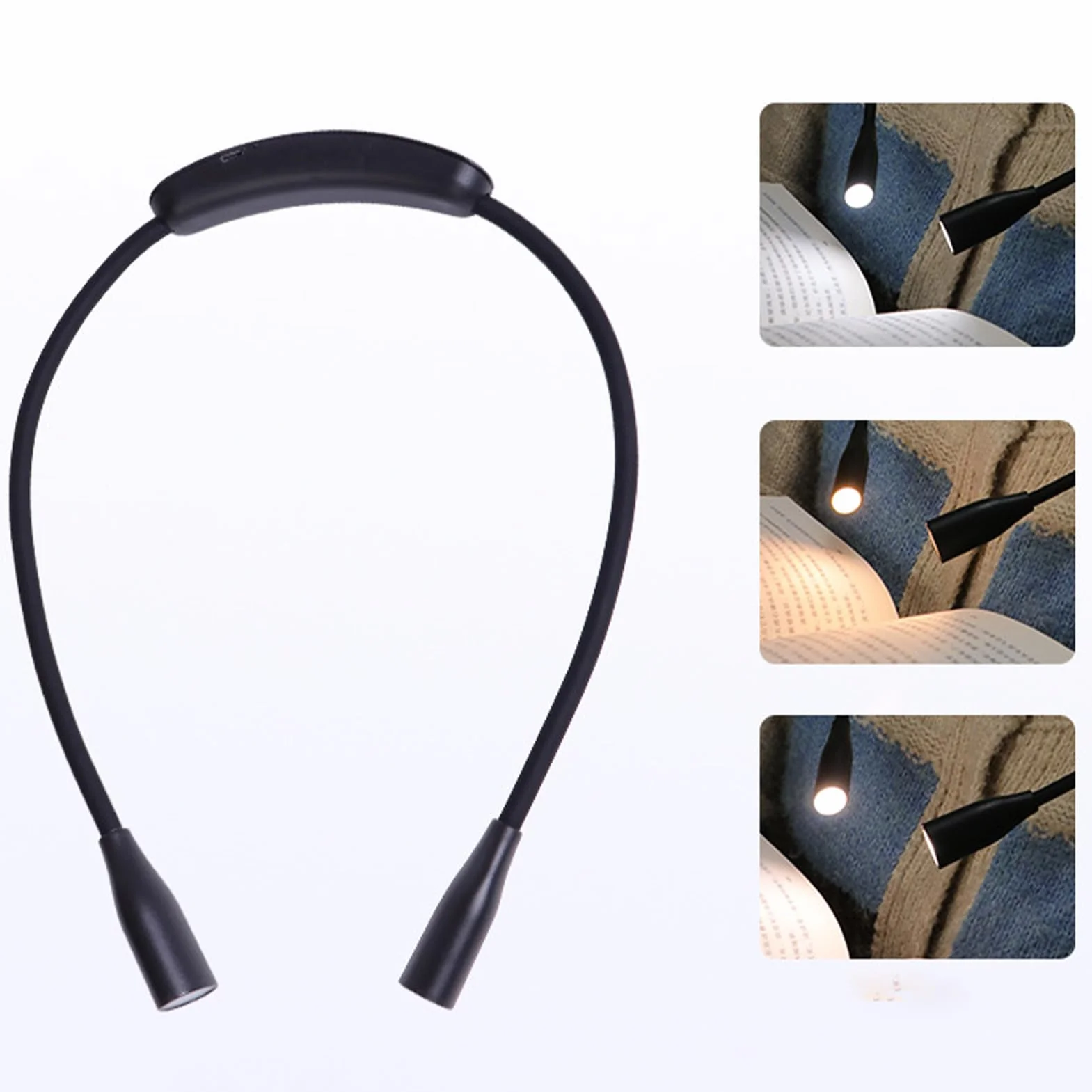 Luz de lectura LED recargable USB, lámpara de libro portátil flexible, brazo ajustable para acampar