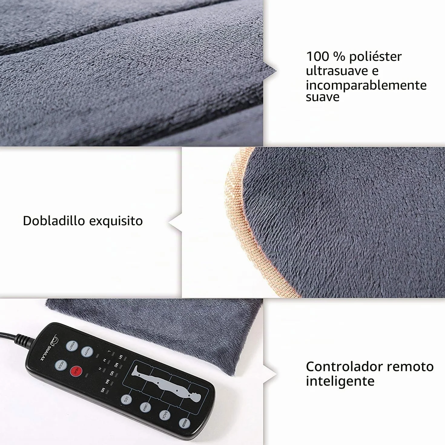 Snailax Esterilla de masaje con 10 motores de vibración y 4 almohadillas de calefacción