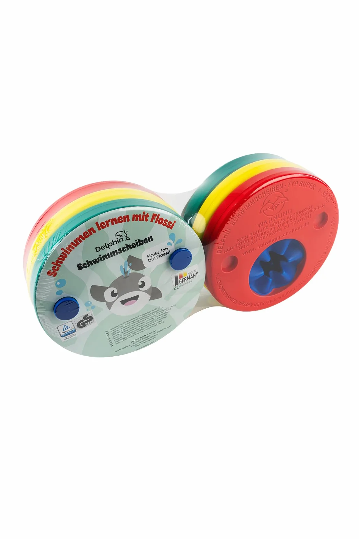 Delphin Discos de natación rojo-amarillo-verde hasta 60 kg