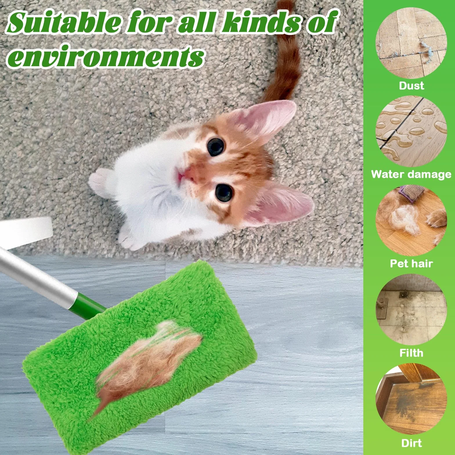 Toallitas de Microfibra para Mopa Swiffer, Paños Recambios Lavables Reutilizables 10 Unidades