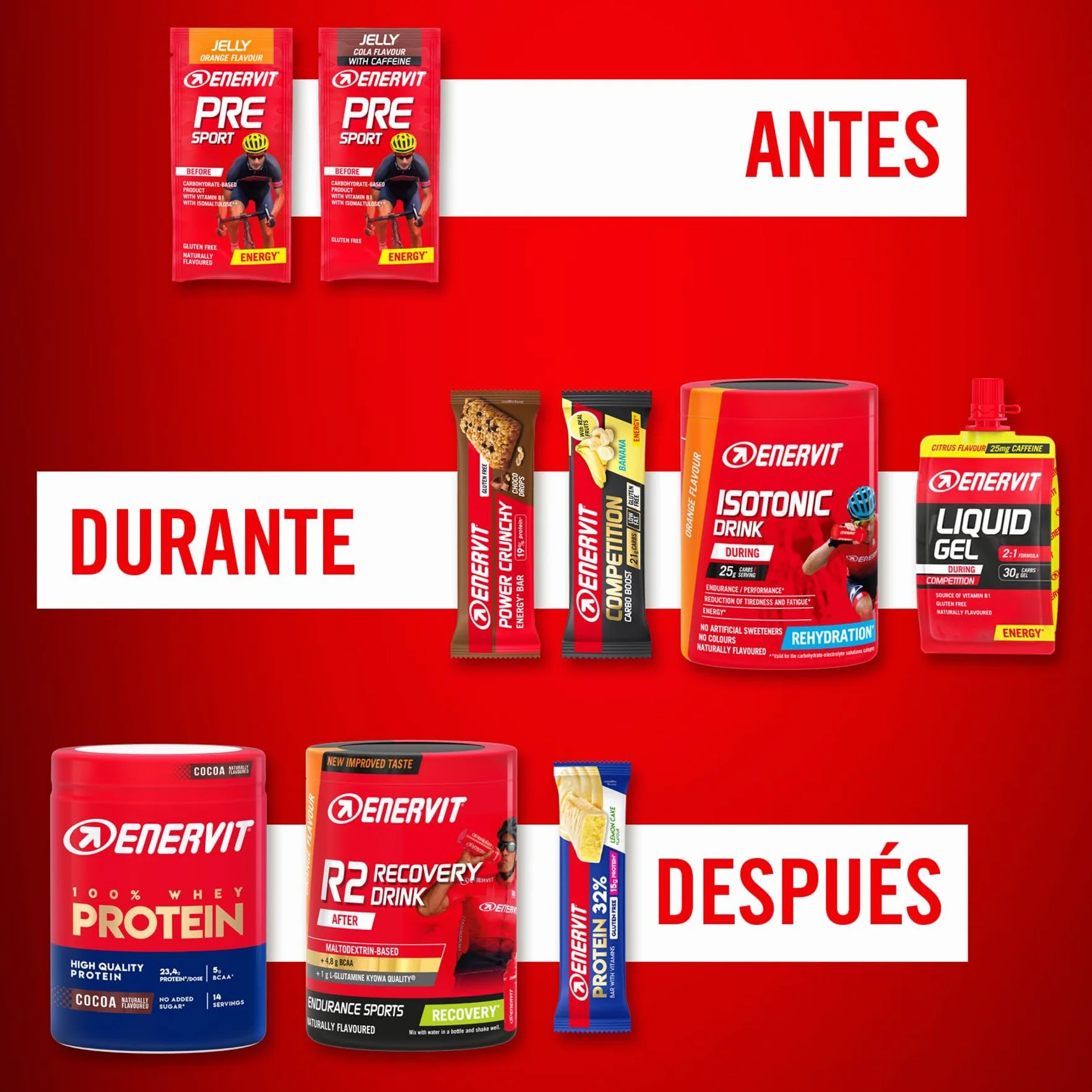 Enervit Gel Sabor a Cítricos con Cafeína 30g Carbohidratos 4x60ml