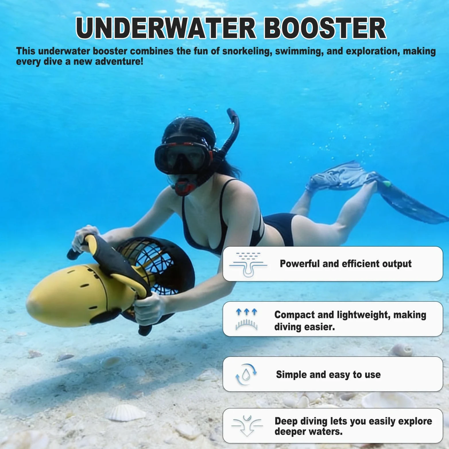 Scooter Submarino, Moto Acuática para Adultos, Propulsor Submarino, Natación, Surf, Scooter Acuático Eléctrico para Buceo, Esnórquel Y Piscina. 300W
