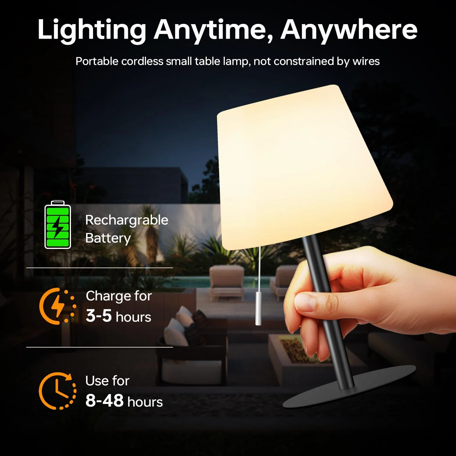 Lámpara de mesa solar LED exterior regulable blanco cálido RGB con sensor de luz para jardín terraza