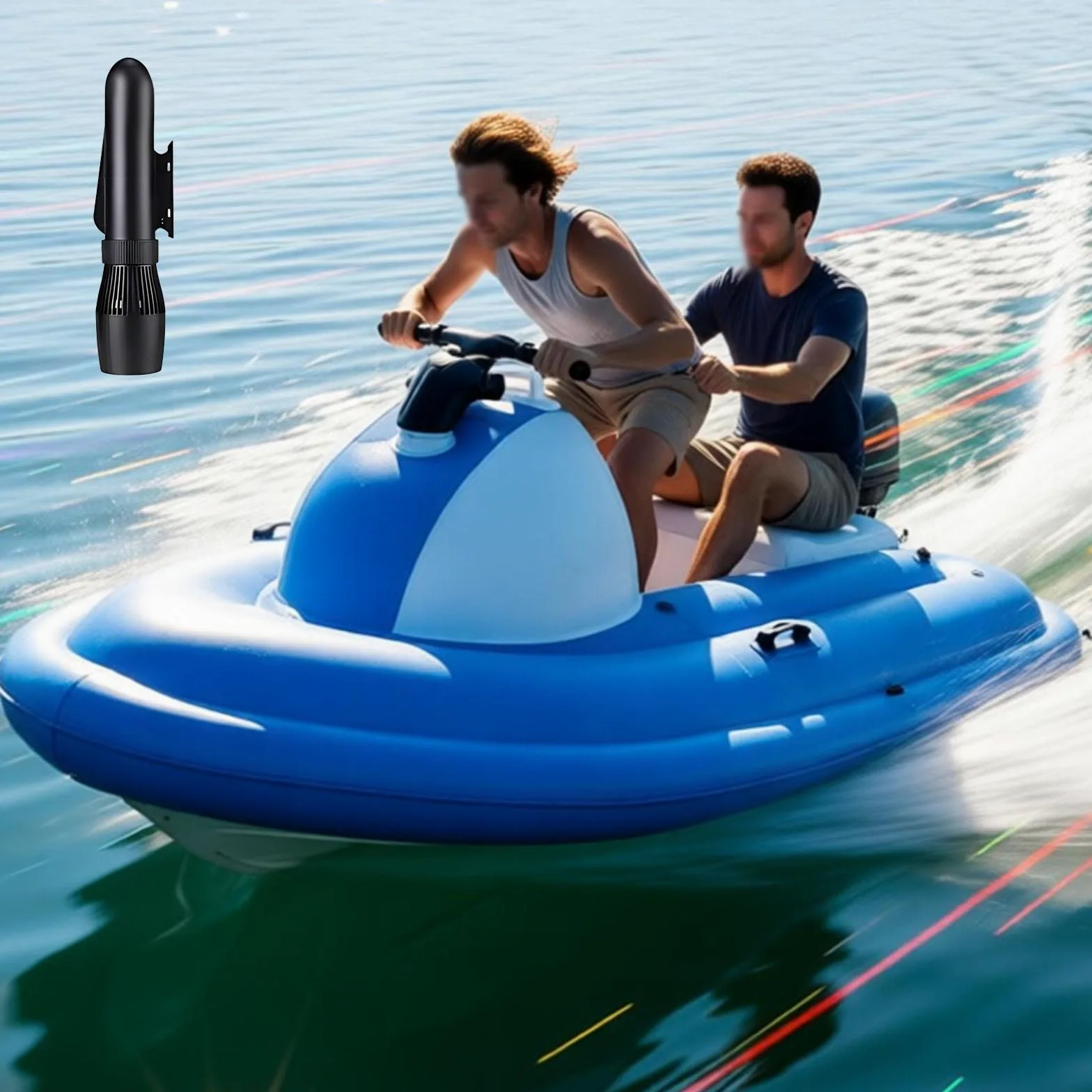 Moto Acuatica Inflable Electrica, Moto De Agua Hinchable con Motor, Moto AcuáTica, Bote Inflable con Scooter Submarino 500w, para Adultos Y NiñOs White-500W10AThruster