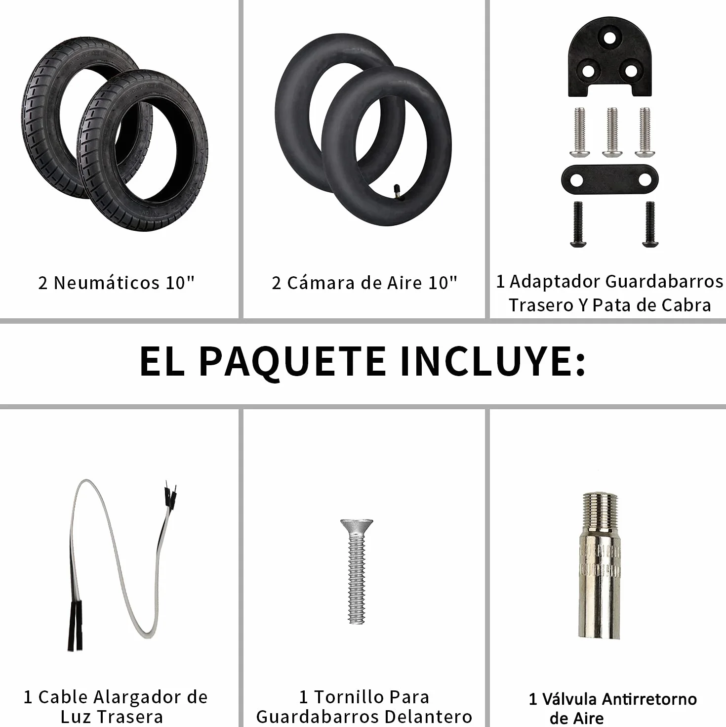 ANSENI Kit de ruedas Wanda 10 pulgadas compatible Xiaomi M365 1s Essential Pro Pro2 reemplazo scooter eléctrico Negro