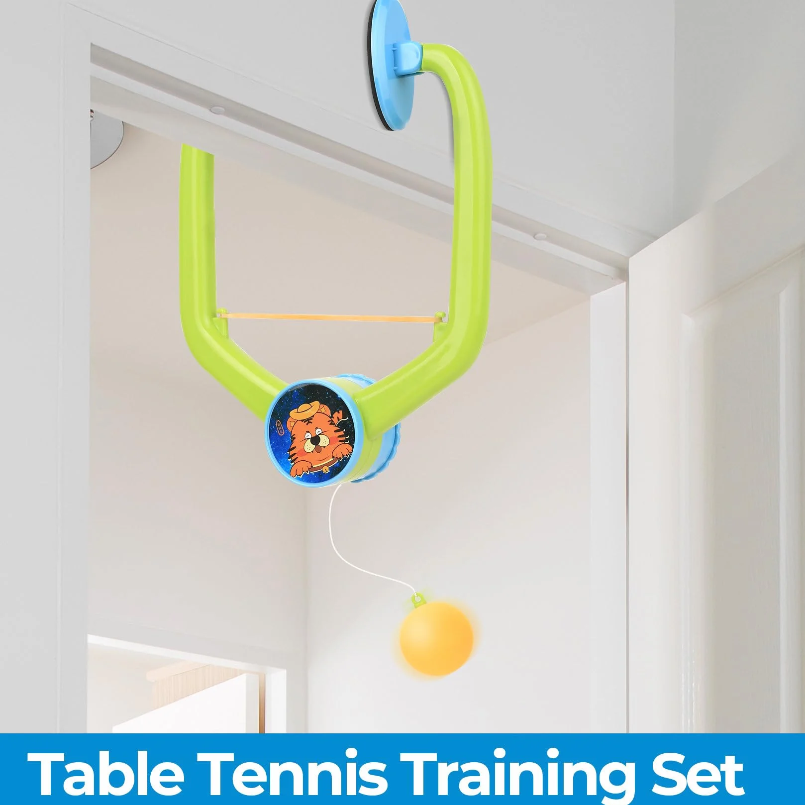 Juego de Ping Pong para Colgar en Puerta, Juego de Ping Pong con Marco Ajustable para Puerta, Entrenador portátil para Practicar y Jugar en Familia, con Palas/Pelotas