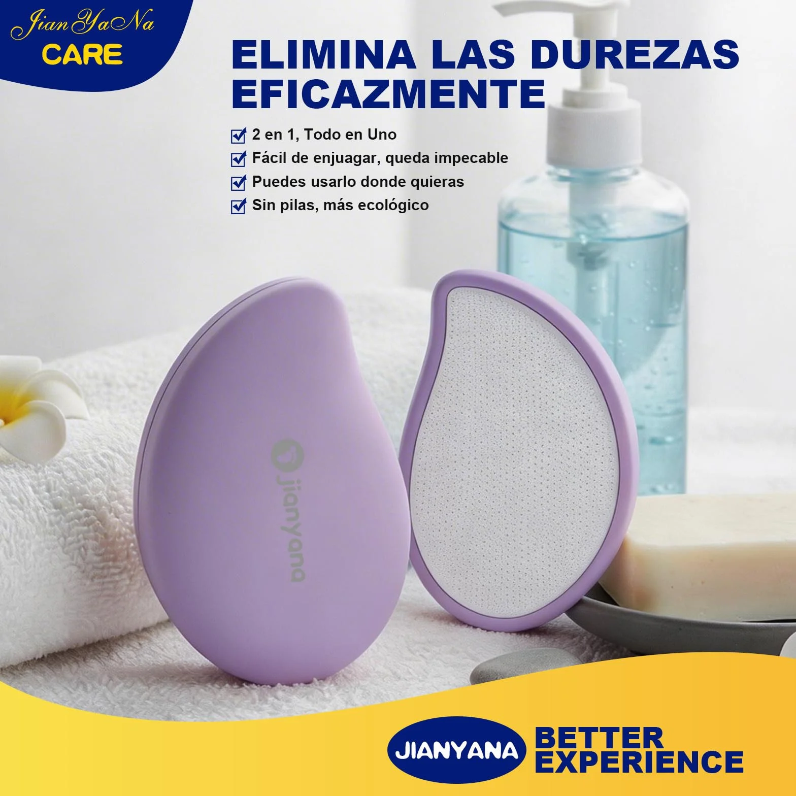 Jianyana Pedicura 2 In 1 Lima Pies Removedor Callos Nanovidrio Piedra Pomez Profesional Manual (Púrpura)
