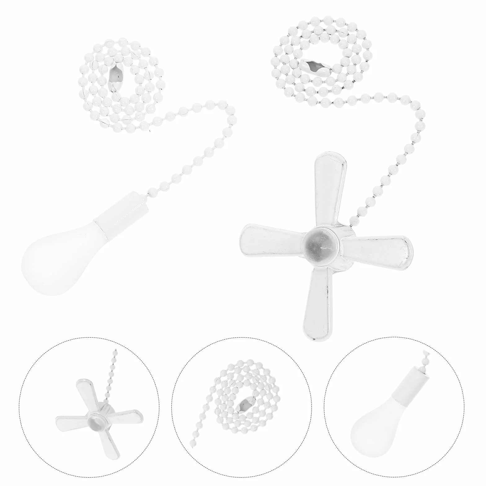Cadena de Tirón para Ventilador de Techo y Lámpara Accesorio Decorativo Metálico Blanco