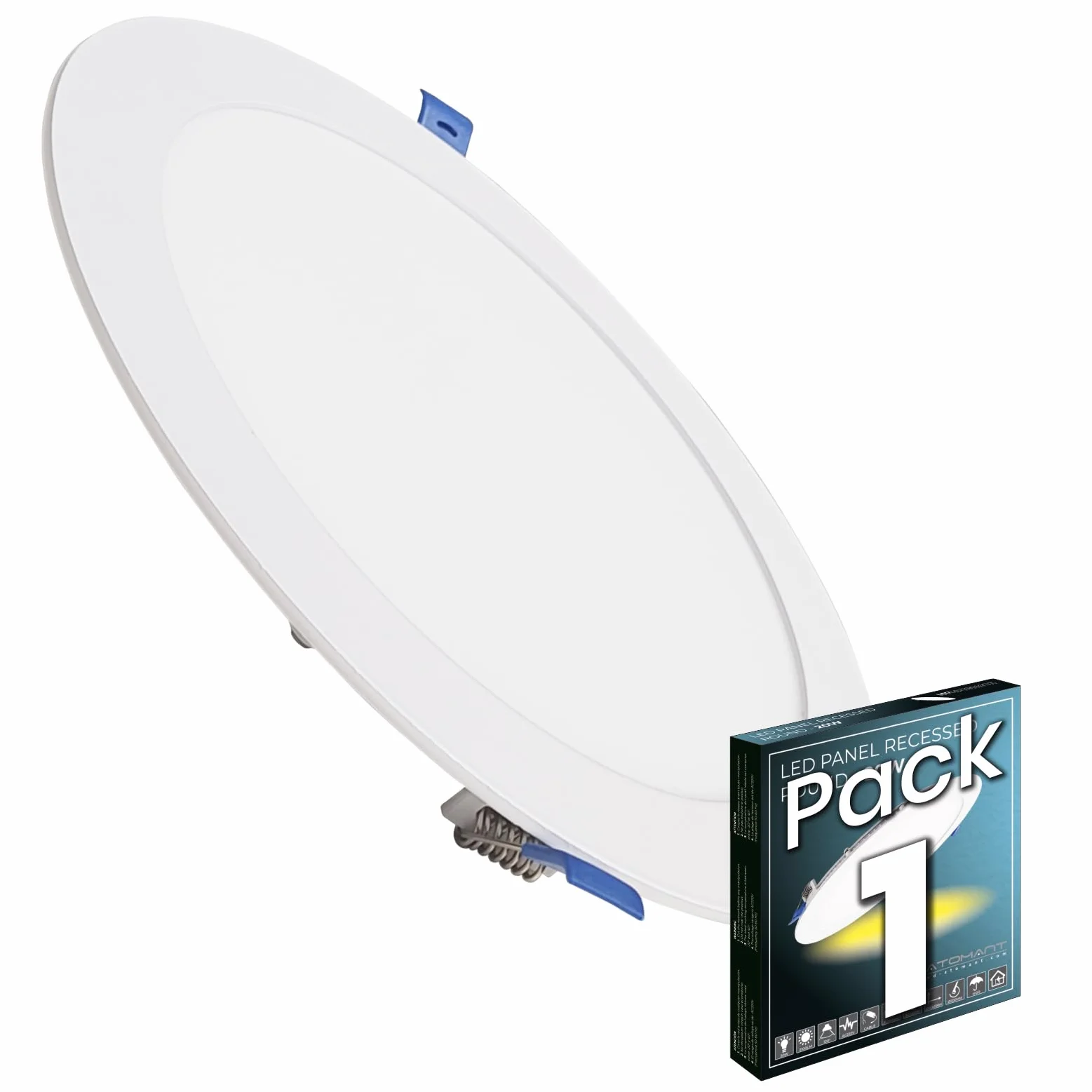 LED ATOMANT Downlight Panel Extraplano Redondo 220mm 20W 1800lm 6500K Luz Fría Corte 200mm Driver Incluido