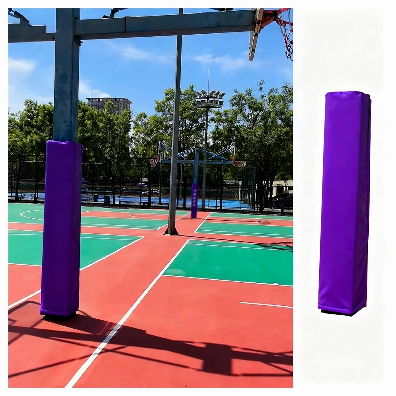 Acolchado cuadrado para envolver alrededor del poste de metal, protección de bastón de baloncesto al aire libre, aro de seguridad para todo tipo de clima, cubierta anticolisión para parque infantil